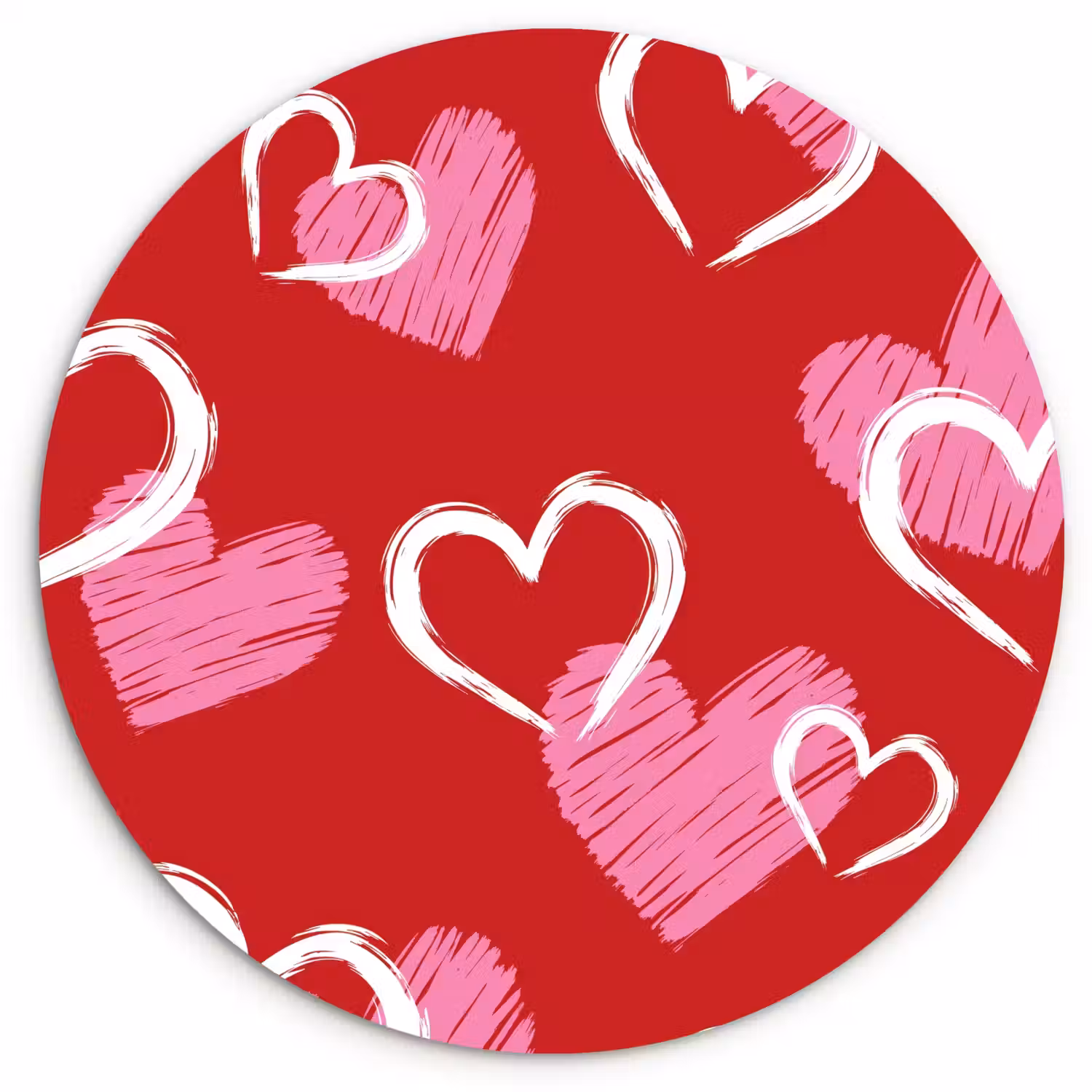 Patroon - Hartjes - Roze - Valentijn Wandcirkel kunststof plaat 5mm dik klein -3d