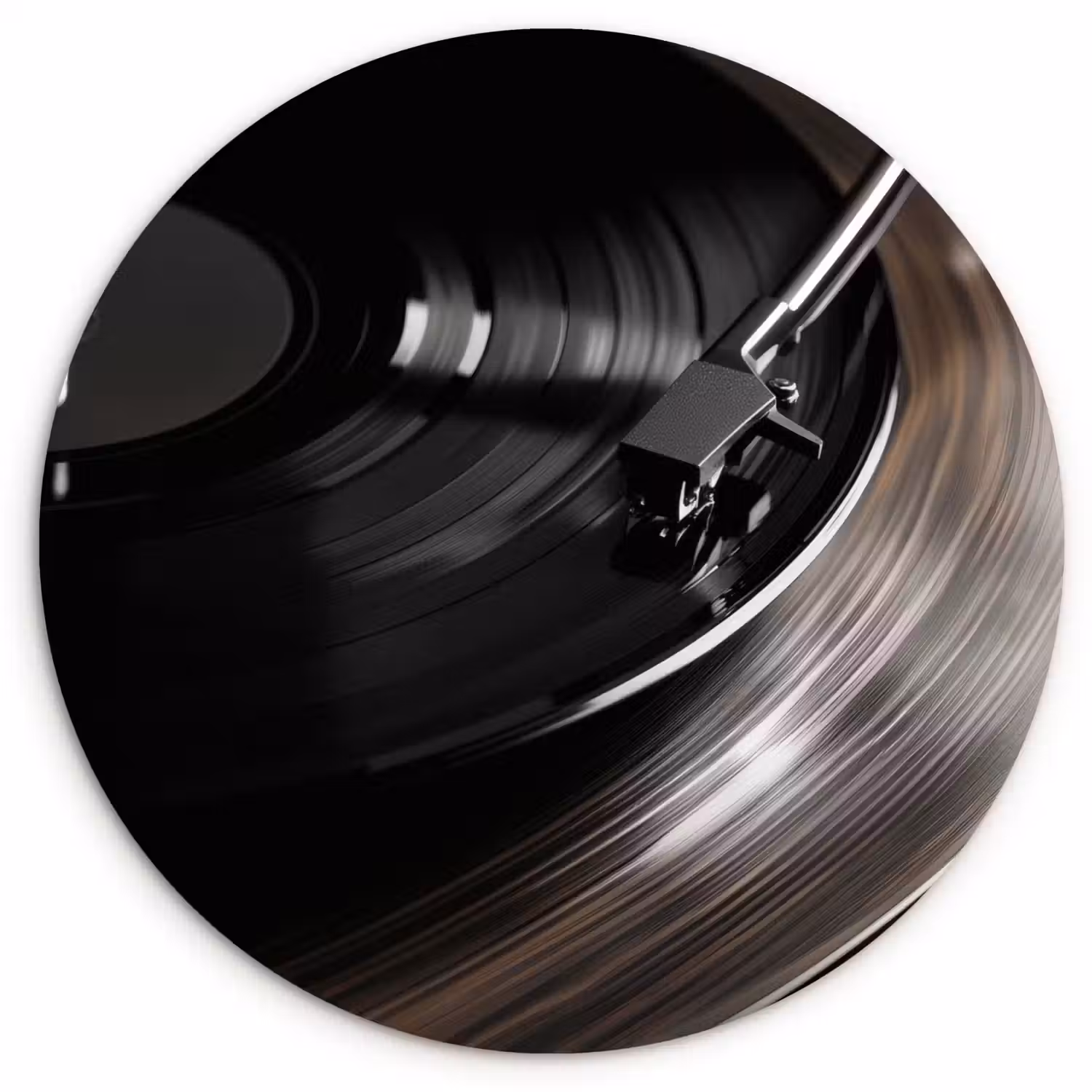Close-up - Vinylplaat - Platenspeler - Zwart Wandcirkel kunststof plaat 5mm dik klein -3d