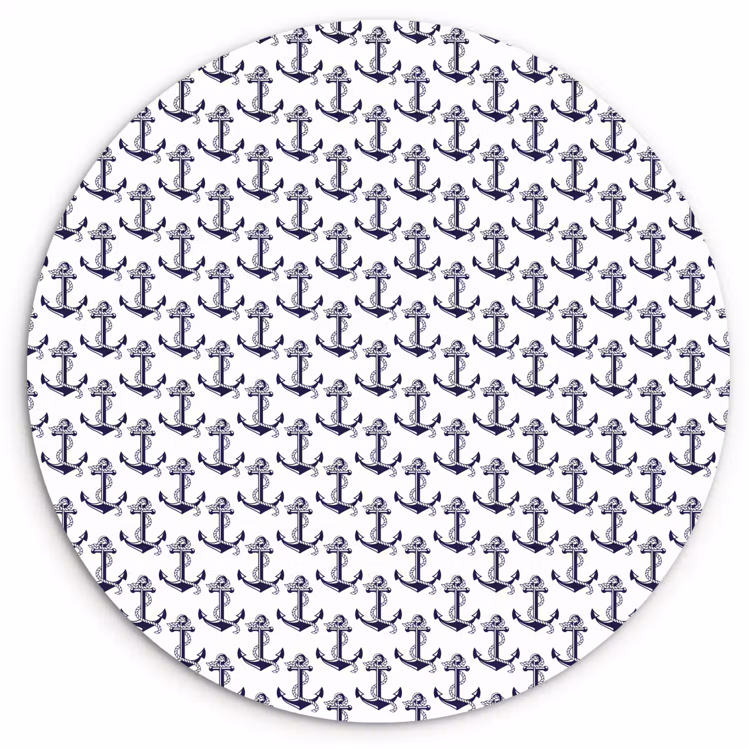 Oceaan - Anker - Blauw - Wit Wandcirkel kunststof plaat 5mm dik klein 188 -3d