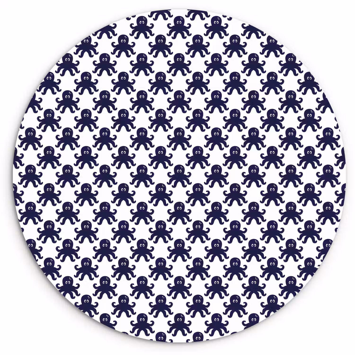 Oceaan - Octo - Blauw - Wit Wandcirkel kunststof plaat 5mm dik klein 188 -3d