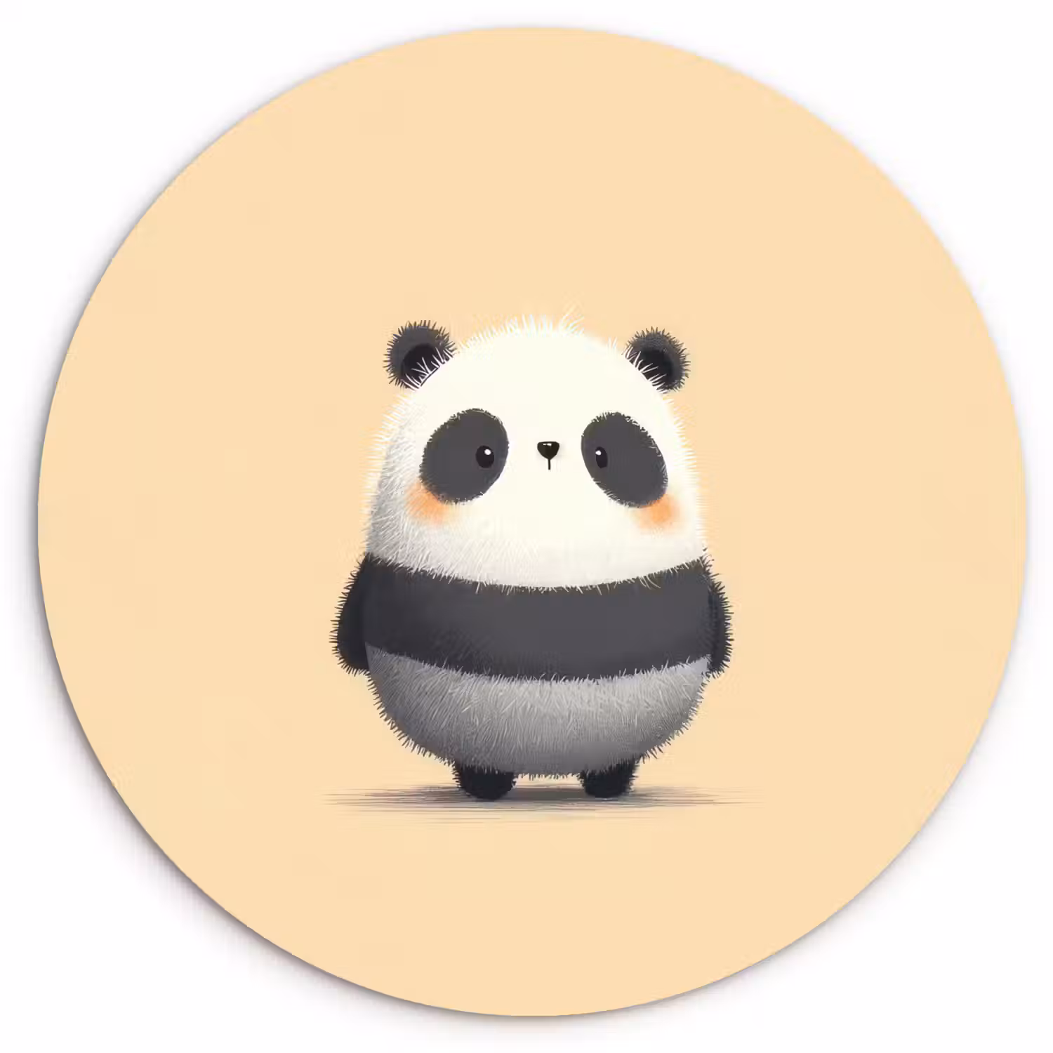 Panda - Beige - Minimalistisch Wandcirkel kunststof plaat 5mm dik klein -3d