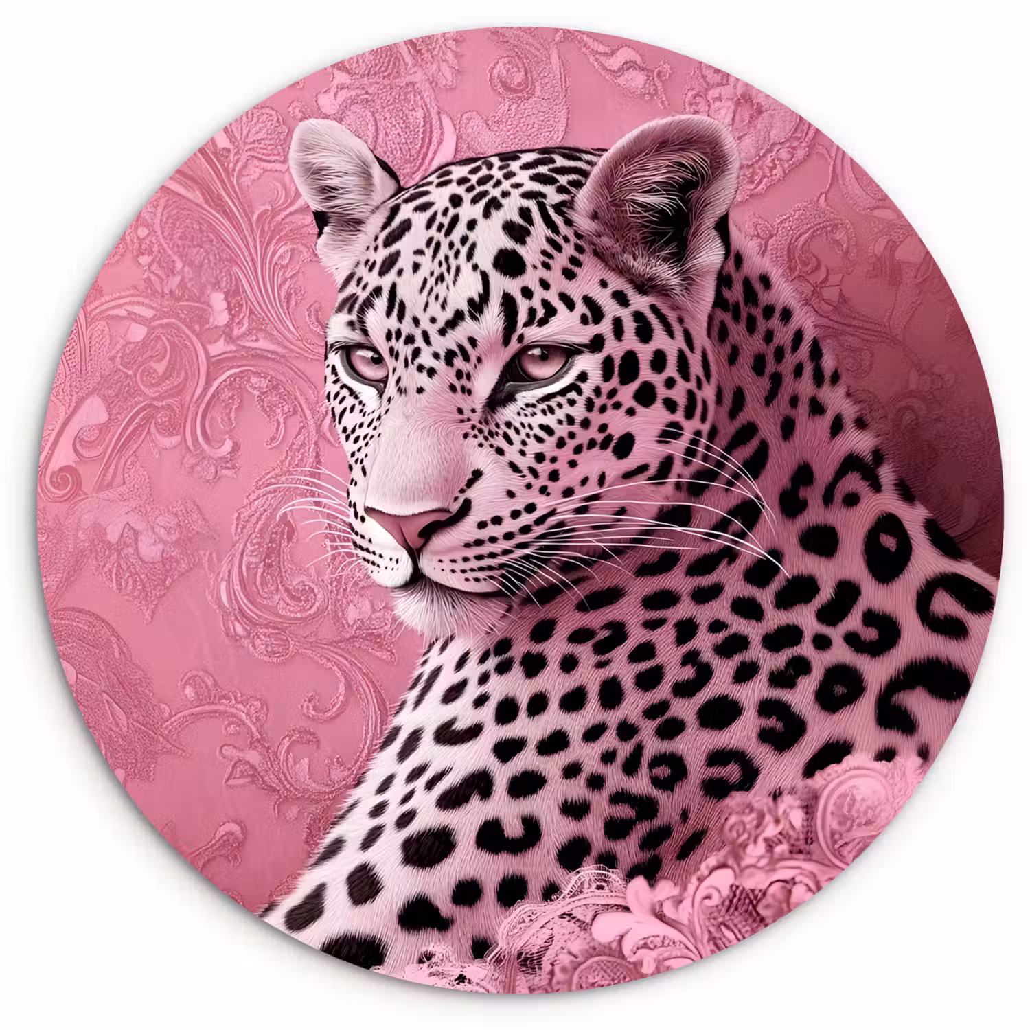Panter - Luxe - Roze Wandcirkel kunststof plaat 5mm dik klein -3d