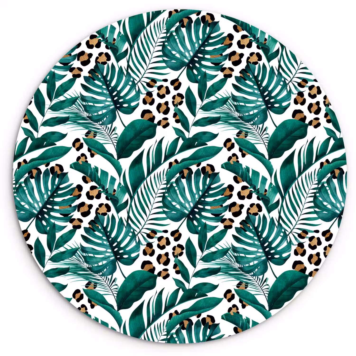 Inductie beschermer - Panterprint - Bladeren - Jungle - Afdekplaat voor kookplaat Wandcirkel kunststof plaat 5mm dik klein -3d
