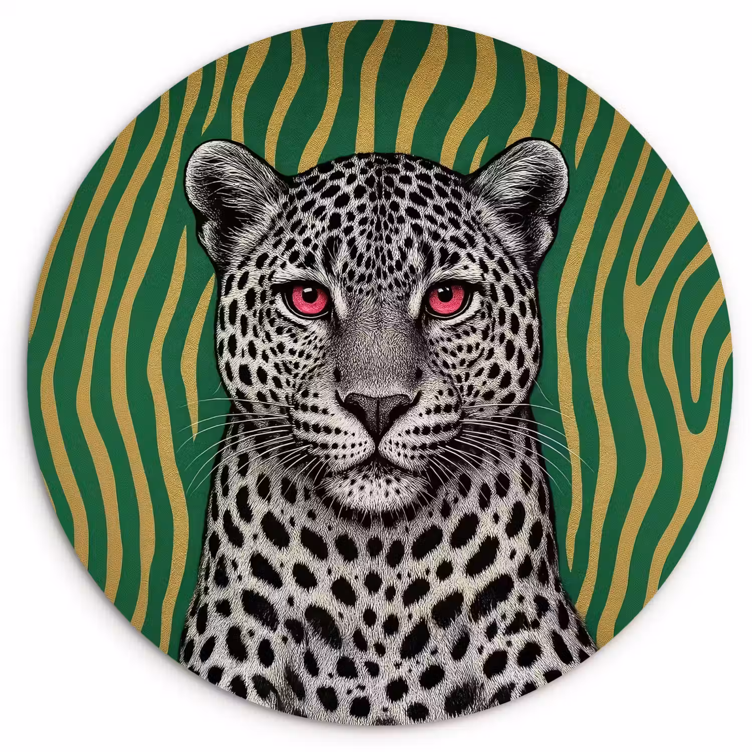 Panter - Zebrapatroon - Groen Wandcirkel kunststof plaat 5mm dik klein -3d