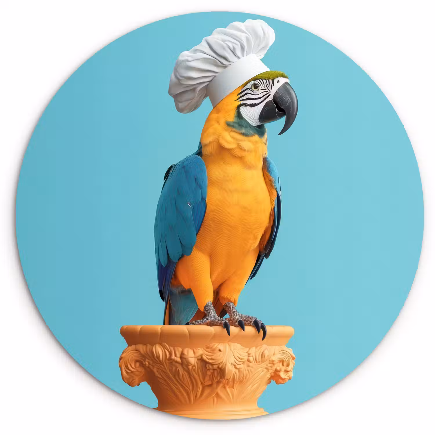 Papegaai - Koksmuts - Grappig - Vogel Wandcirkel kunststof plaat 5mm dik klein -3d