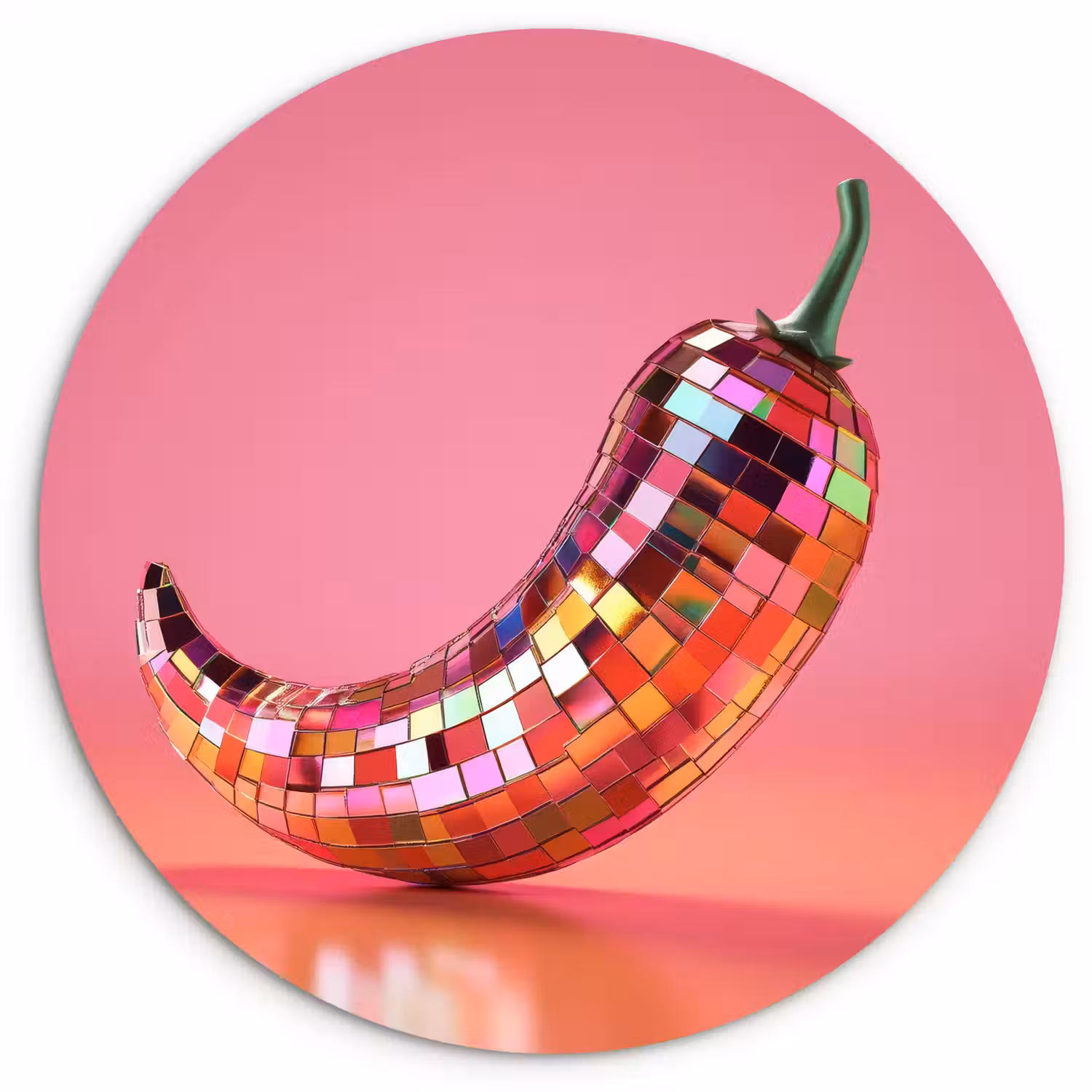 Peper - Disco - Rood - Glitter Wandcirkel kunststof plaat 5mm dik klein -3d