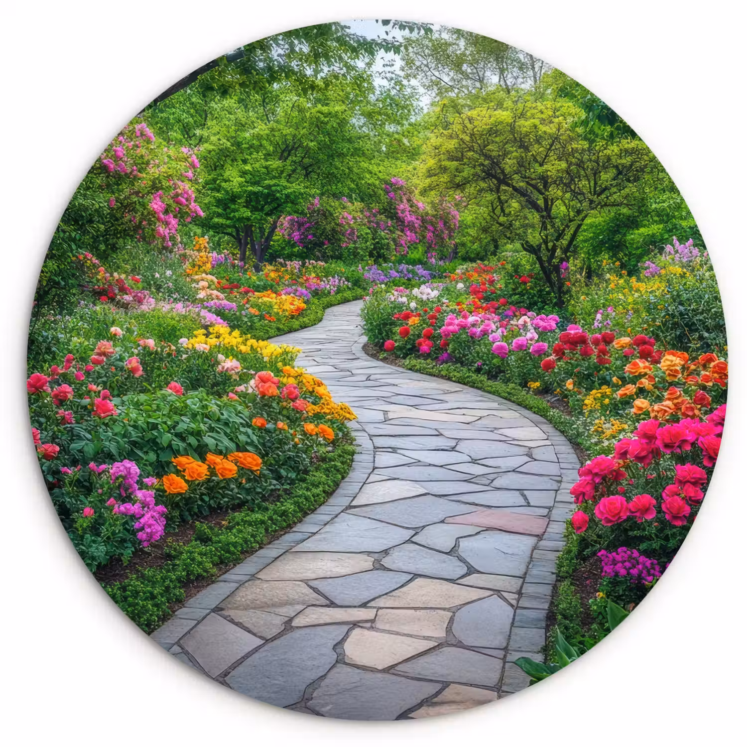 Park - Bloemen - Tuin Wandcirkel kunststof plaat 5mm dik klein -3d