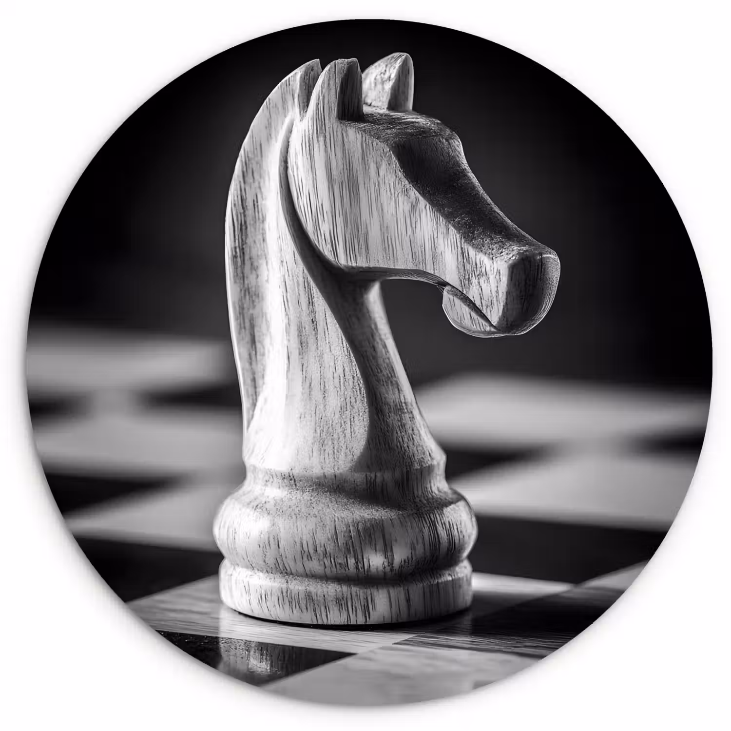 Paard - Hout - Schaalbord - Zwart Wandcirkel kunststof plaat 5mm dik klein -3d