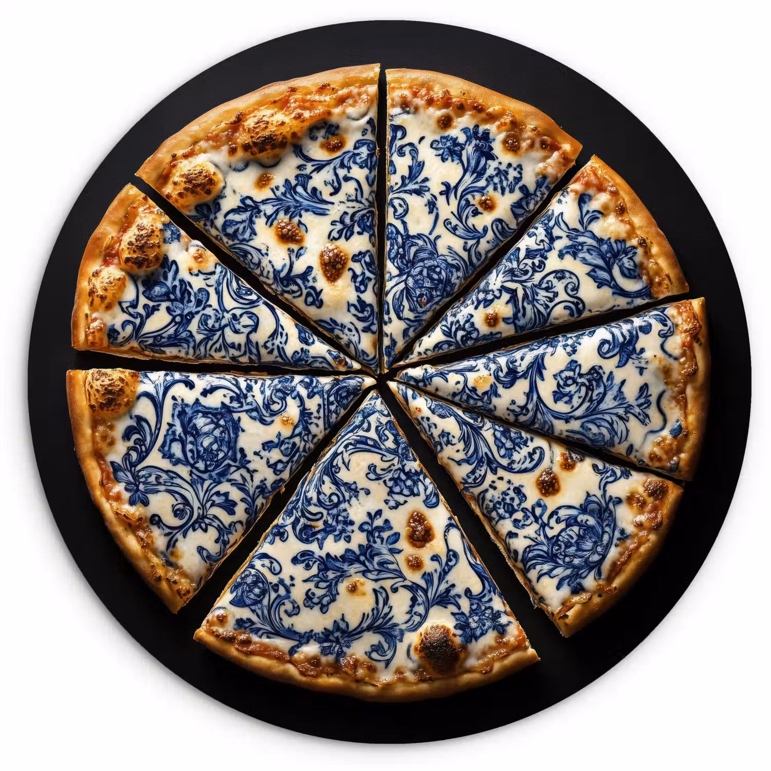 Pizza - Eten - Delftsblauw Wandcirkel kunststof plaat 5mm dik klein -3d