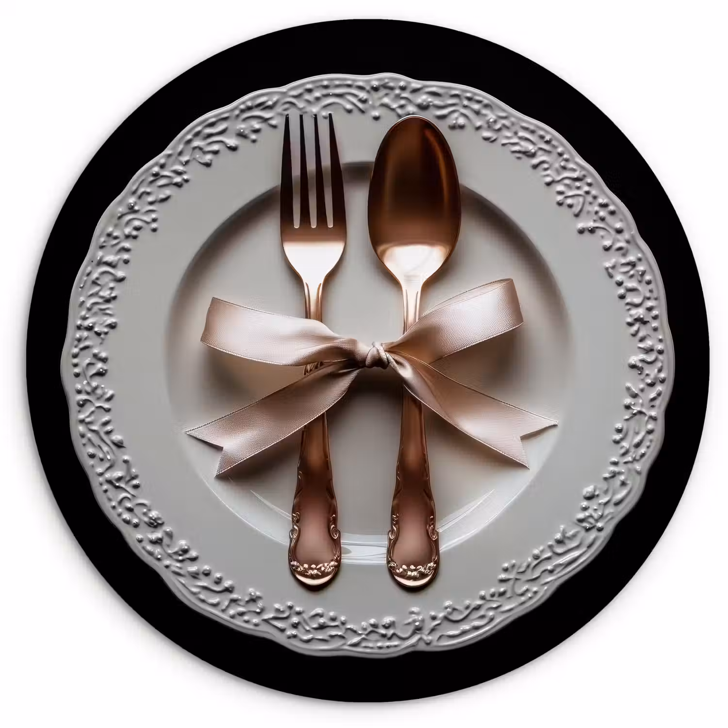 Rose - Strik - Bestek Wandcirkel kunststof plaat 5mm dik klein -3d