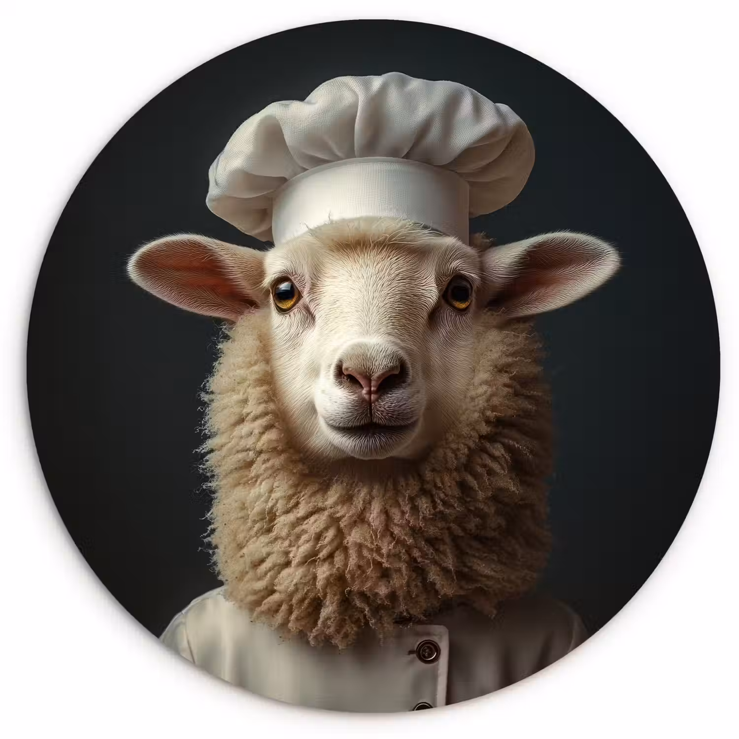 Schaap - Wol - Kok Wandcirkel kunststof plaat 5mm dik klein -3d