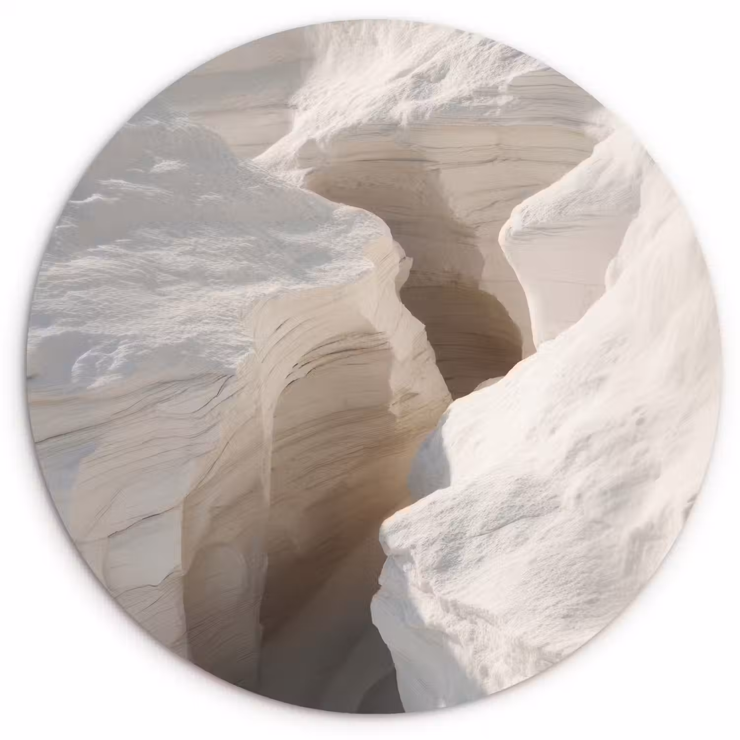 Kloof - Wit - Sneeuw Wandcirkel kunststof plaat 5mm dik klein -3d