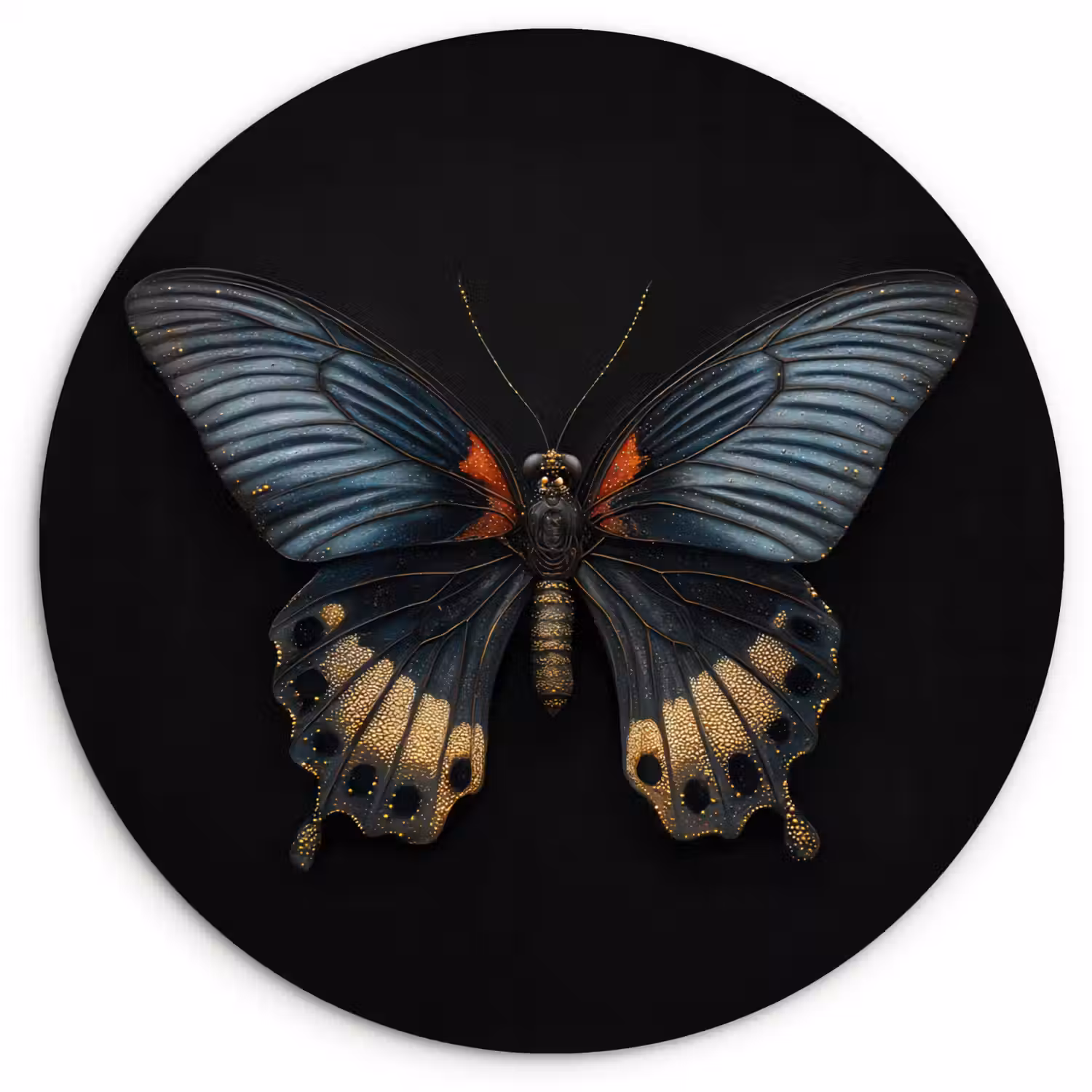 Vlinder - Metaalachtig - Geometrisch patroon Wandcirkel kunststof plaat 5mm dik klein -3d
