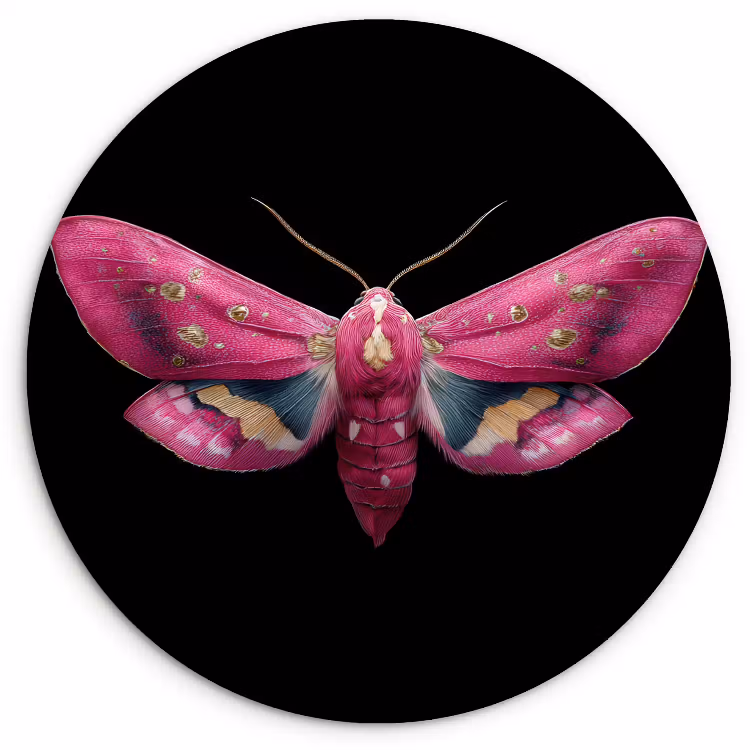 Vlinder - Roze - Nachtvlinder Wandcirkel kunststof plaat 5mm dik klein -3d