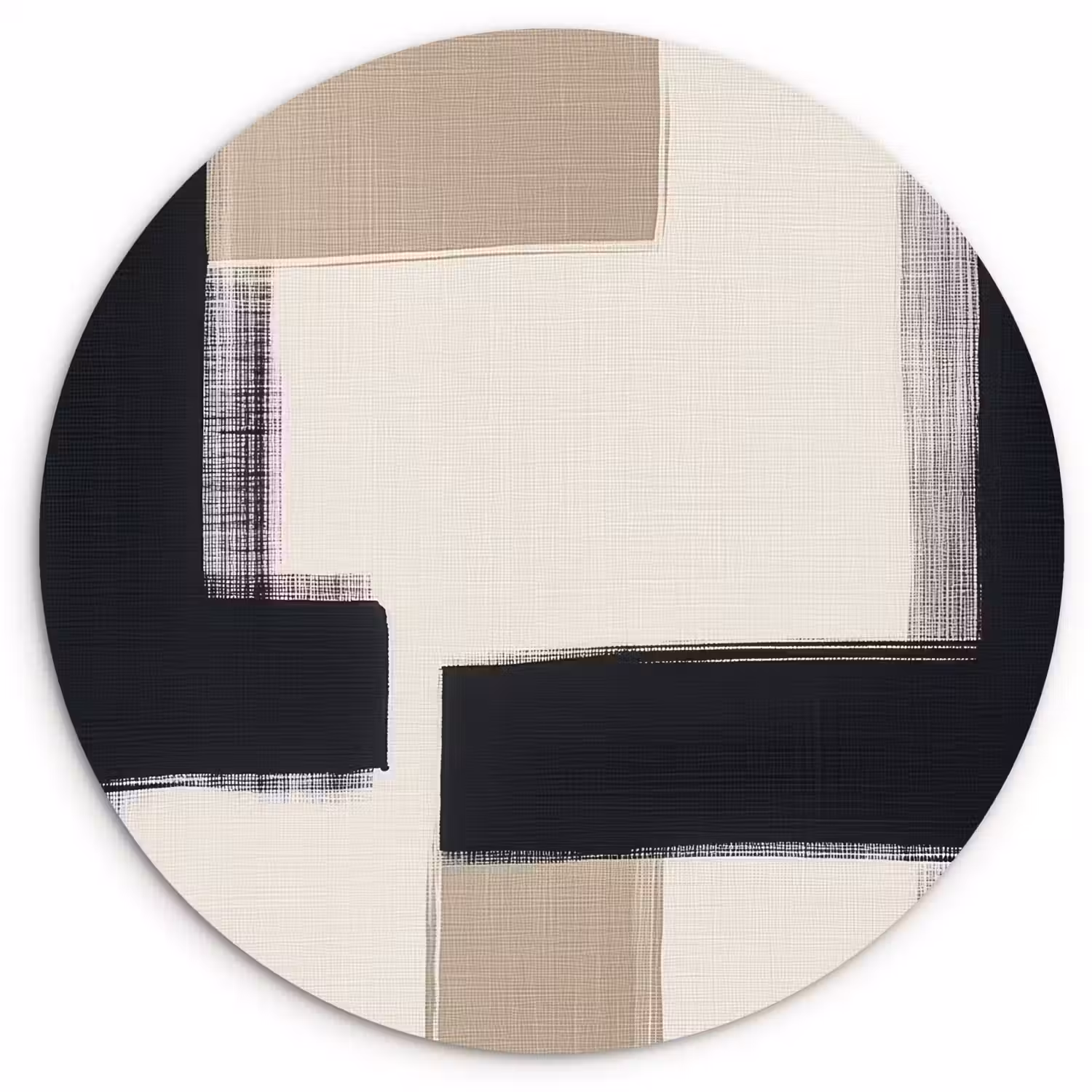 Zwart - Abstract - Japandi Wandcirkel kunststof plaat 5mm dik klein -3d