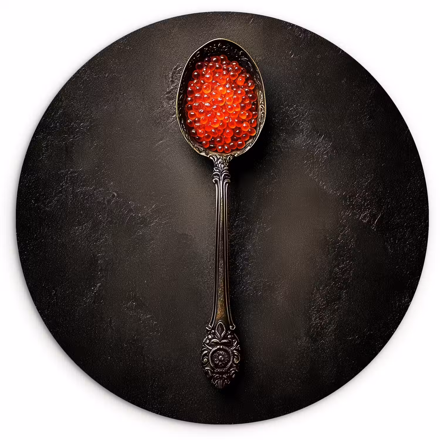 Zwart - Lepel - Caviar Wandcirkel kunststof plaat 5mm dik klein -3d