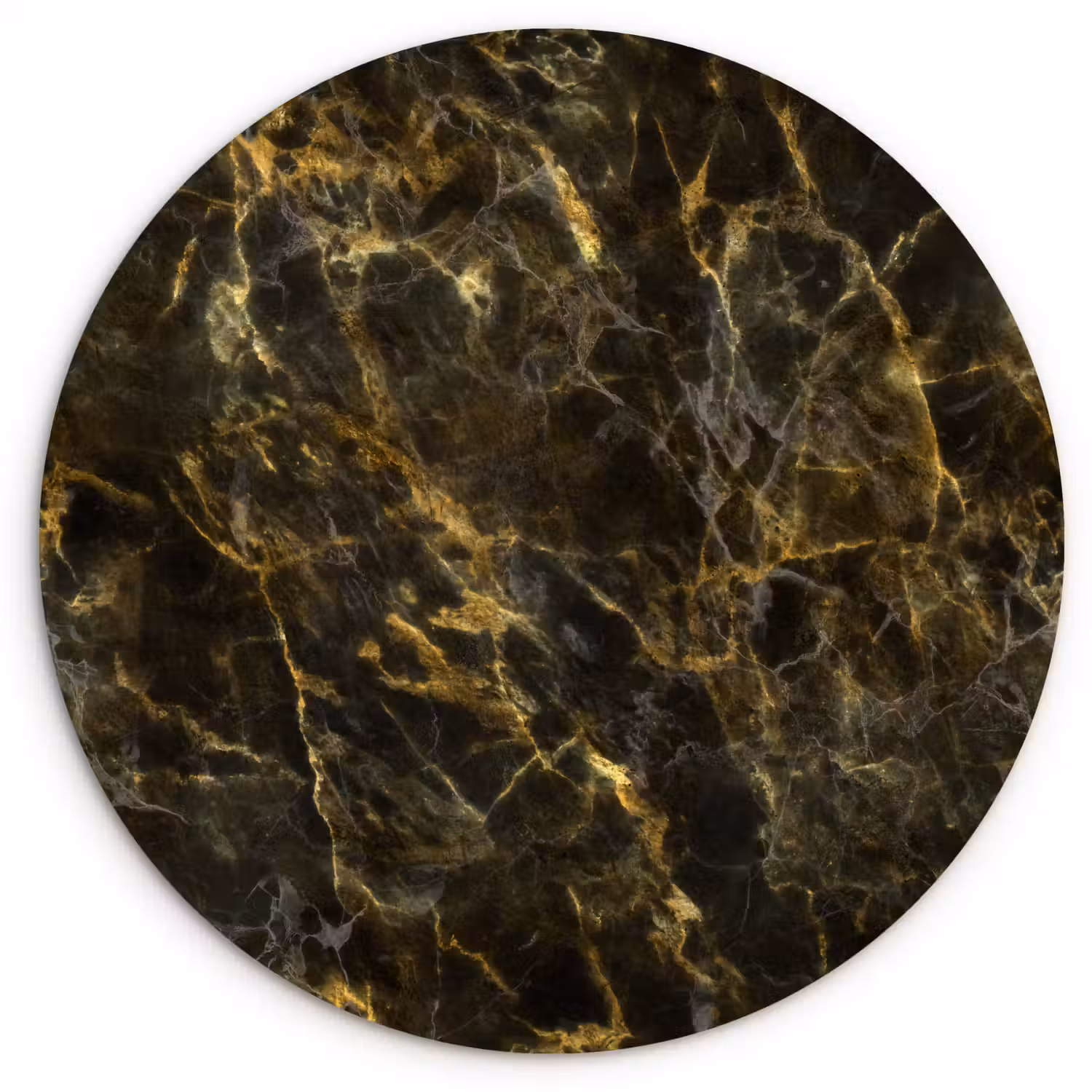 Zwart - Marmer - Goud Wandcirkel kunststof plaat 5mm dik klein 188 -3d
