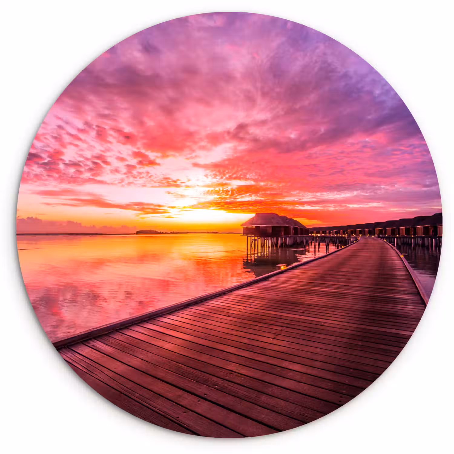 Steiger - Water - Zon - Roze - Horizon Wandcirkel kunststof plaat 5mm dik klein -3d
