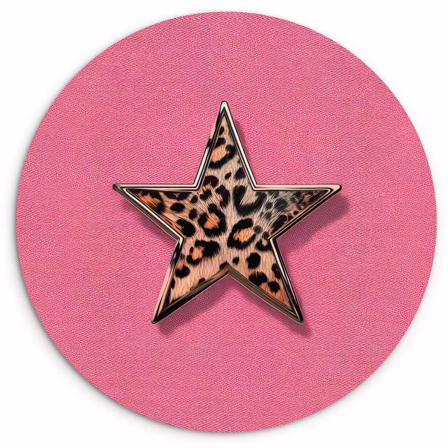 Ster - Luipaard - Print - Roze Wandcirkel kunststof plaat 5mm dik klein -3d