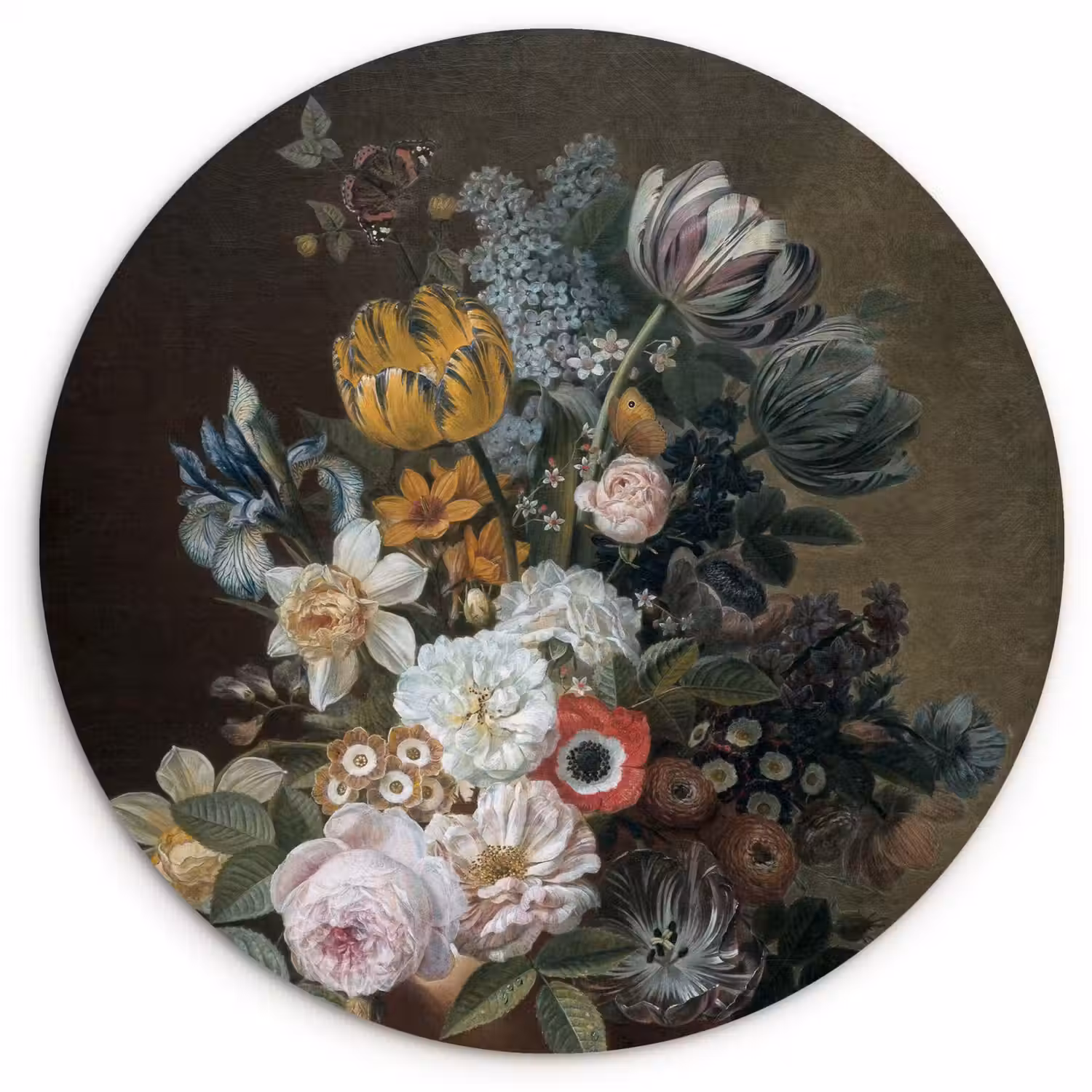 Stilleven met bloemen - Schilderij van Eelke Jelles Eelkema Wandcirkel kunststof plaat 5mm dik klein -3d