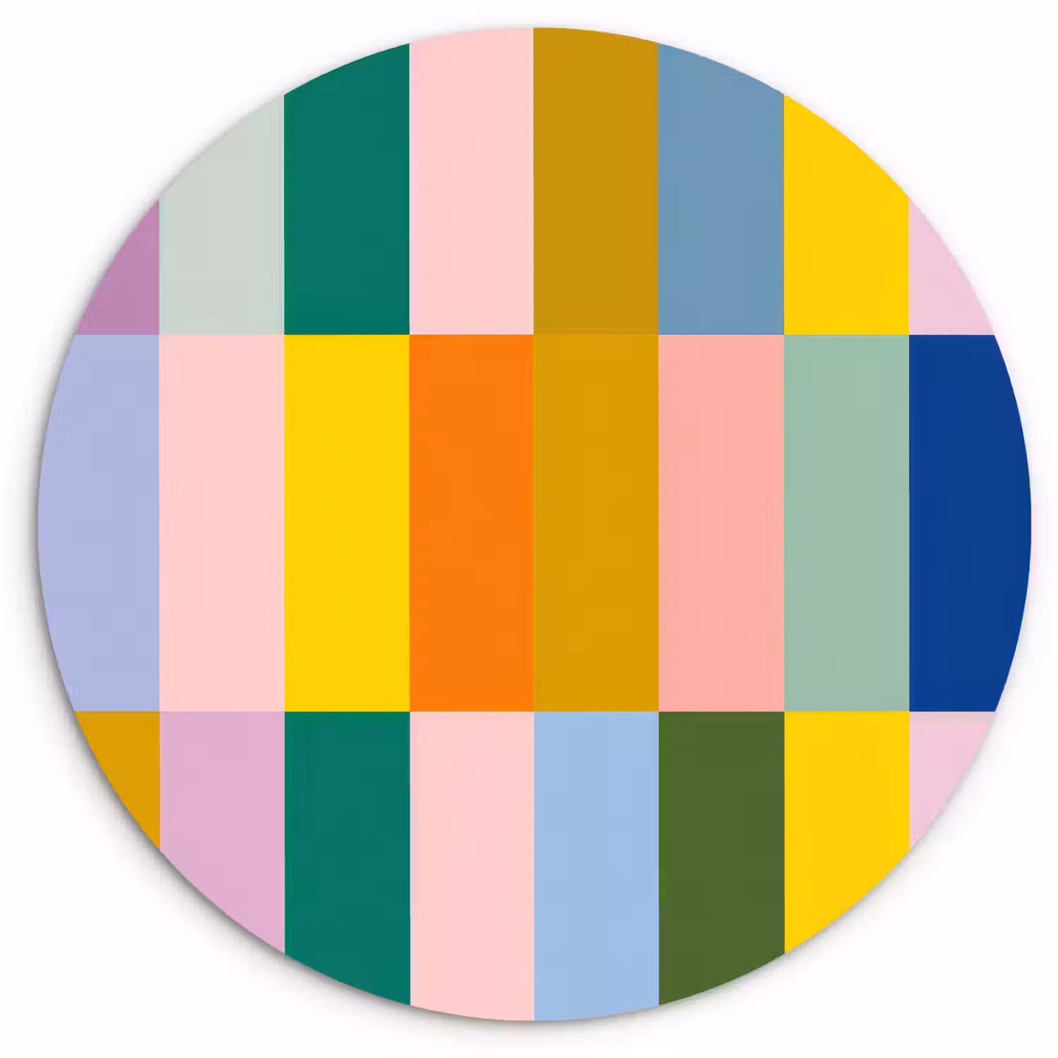 Stroken - Blauw - Patroon - Abstract Wandcirkel kunststof plaat 5mm dik klein -3d