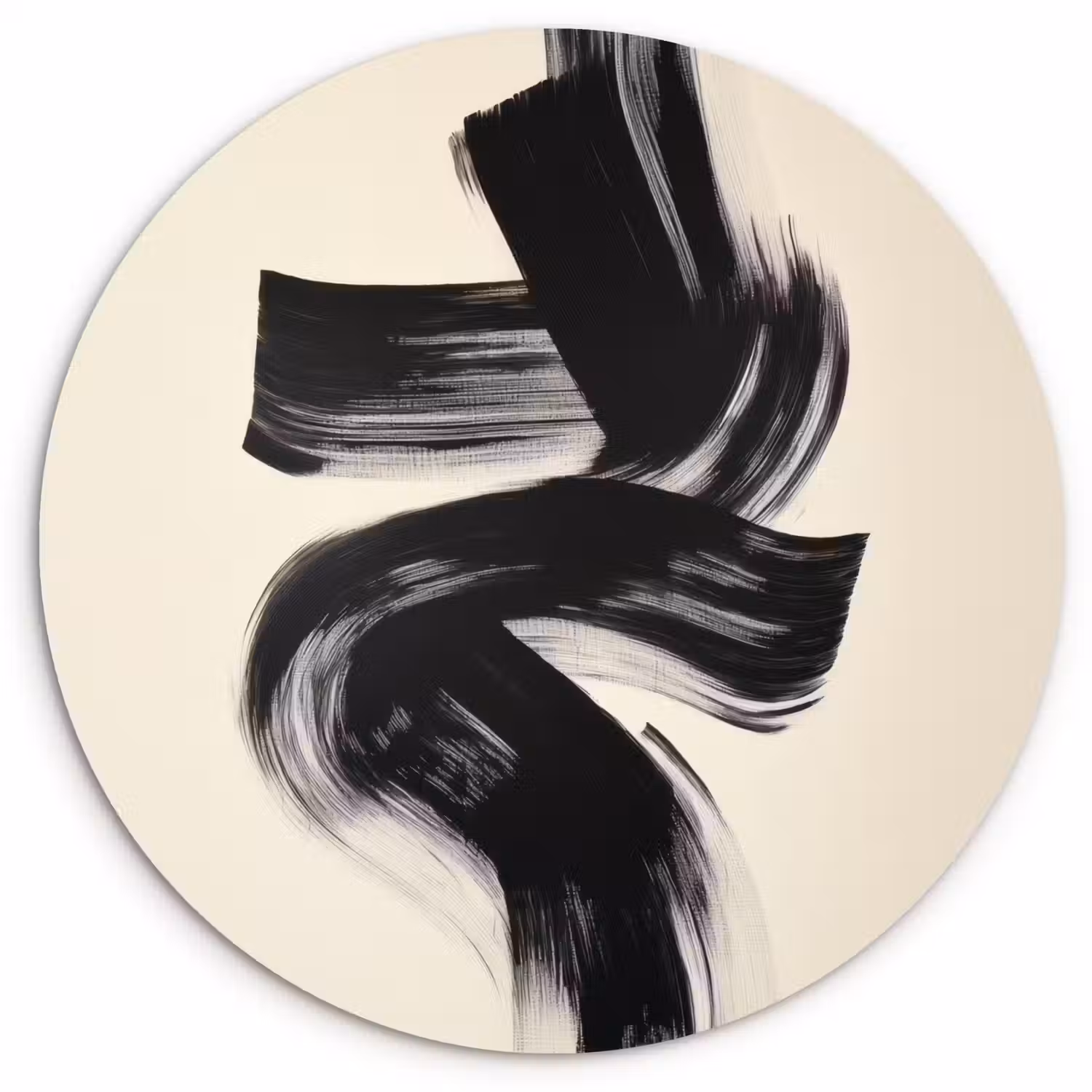 Strepen - Zwart - Abstract Wandcirkel kunststof plaat 5mm dik klein -3d