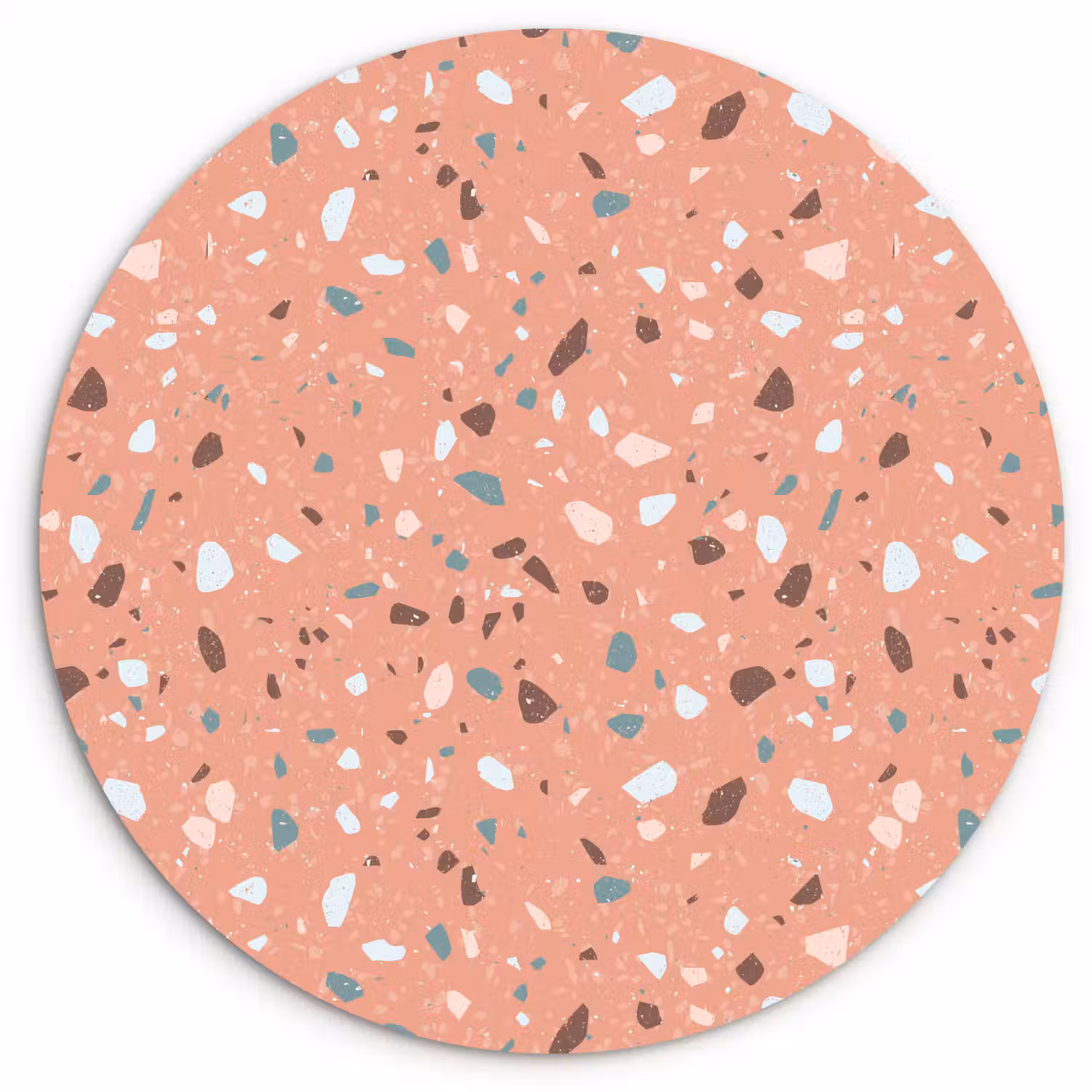 Terrazzo - Patroon - Kleurrijk - Roze - Blauw Wandcirkel kunststof plaat 5mm dik klein 188 -3d
