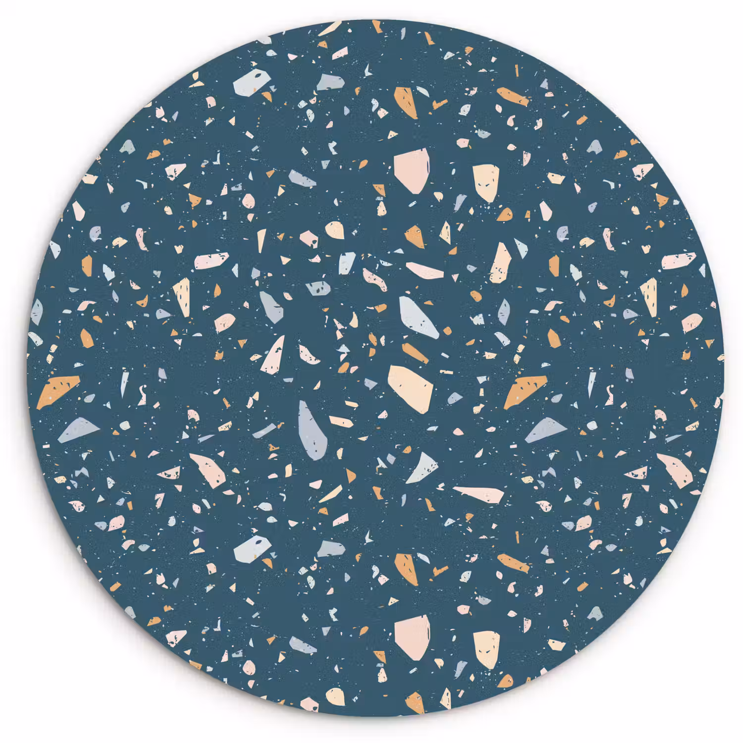 Terrazzo - Patroon - Kleurrijk - Diep blauw Wandcirkel kunststof plaat 5mm dik klein 188 -3d