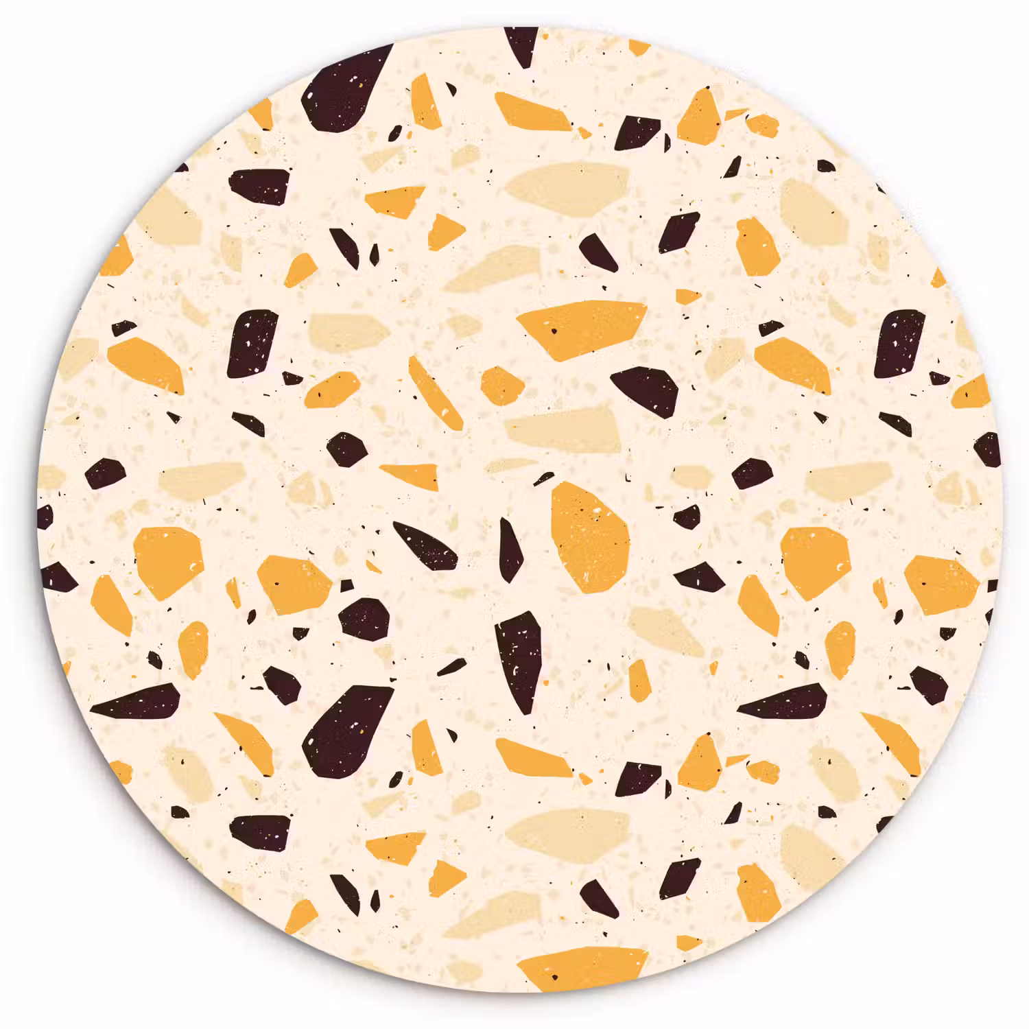 Terrazzo - Patroon - Geel - Wandcirkel kunststof plaat 5mm dik klein 188 -3d
