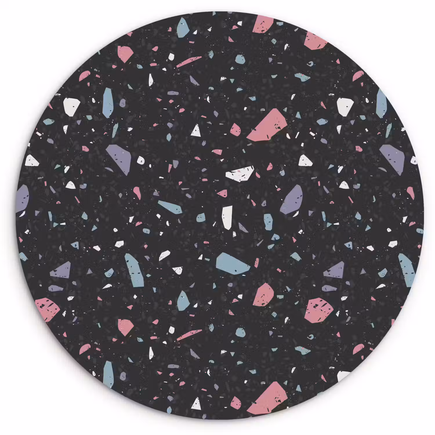Terrazzo - Patroon - Zwart - Zacht Wandcirkel kunststof plaat 5mm dik klein 188 -3d