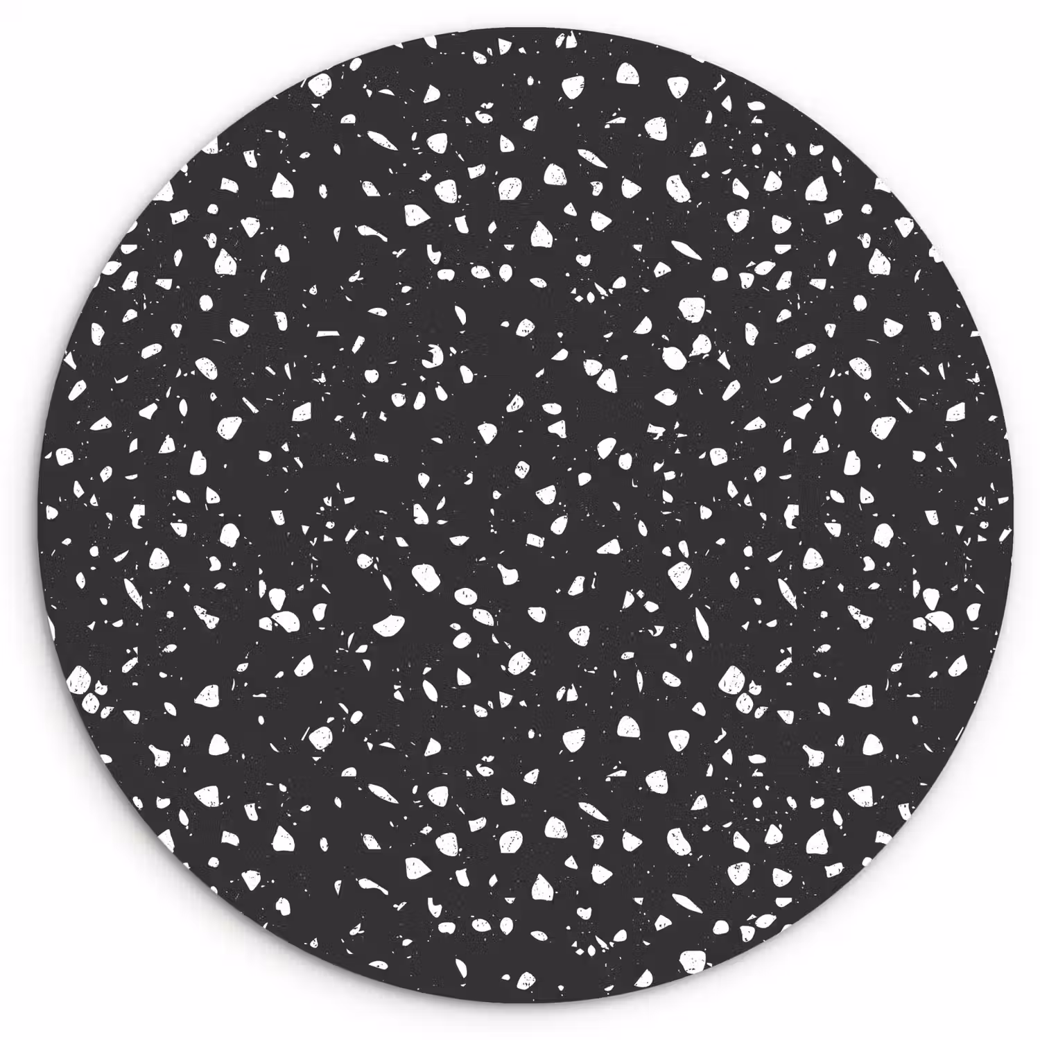 Terrazzo - Patroon - Zwart - Wit Wandcirkel kunststof plaat 5mm dik klein 188 -3d