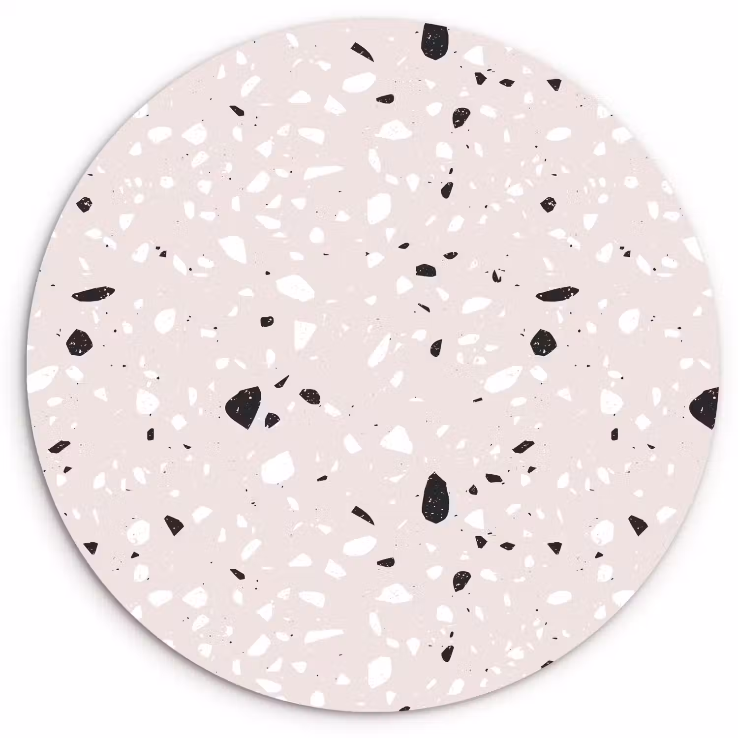 Terrazzo - Patroon - Zacht - Zwart - Wit Wandcirkel kunststof plaat 5mm dik klein 188 -3d
