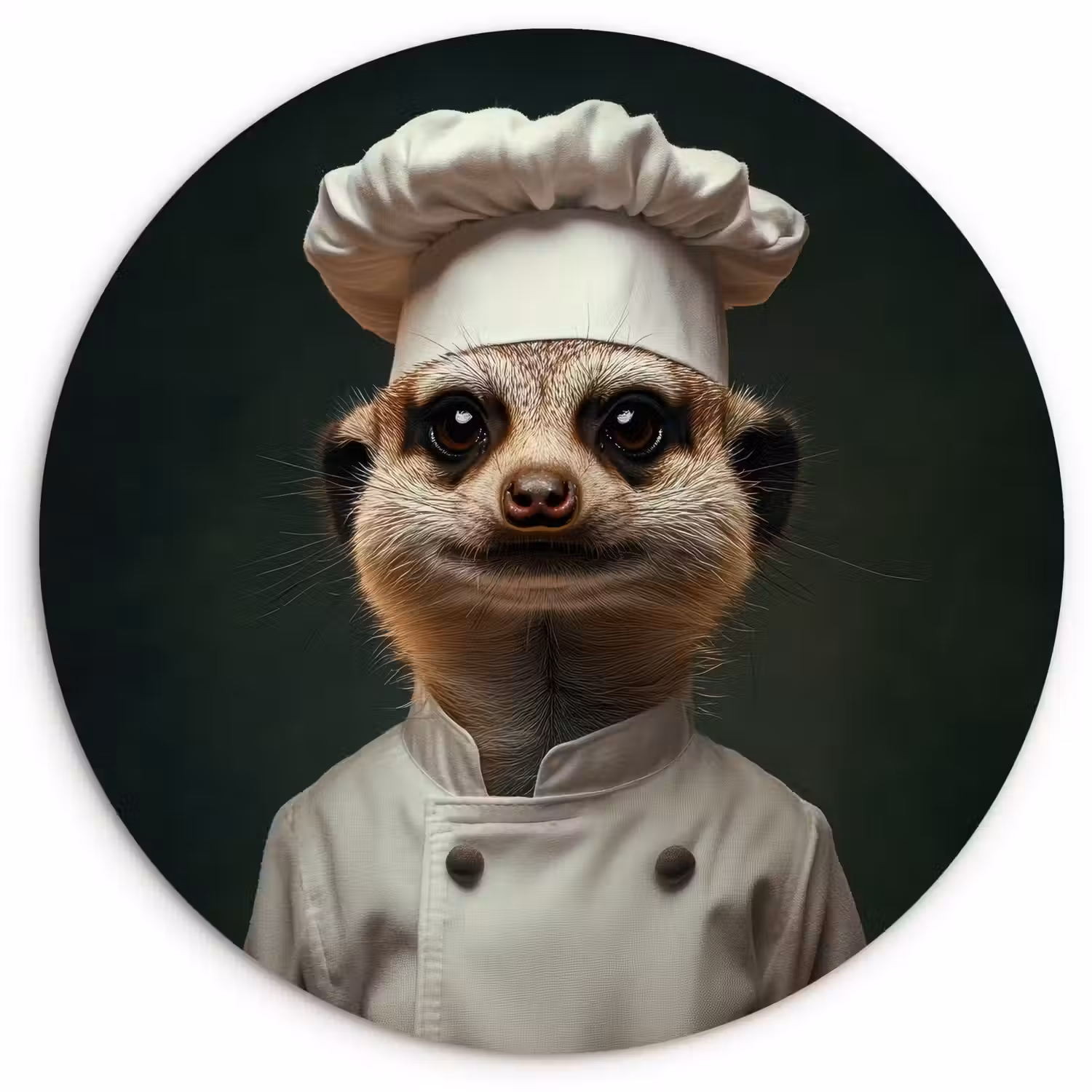 Dier - Kok - Stokstaartje Wandcirkel kunststof plaat 5mm dik klein -3d