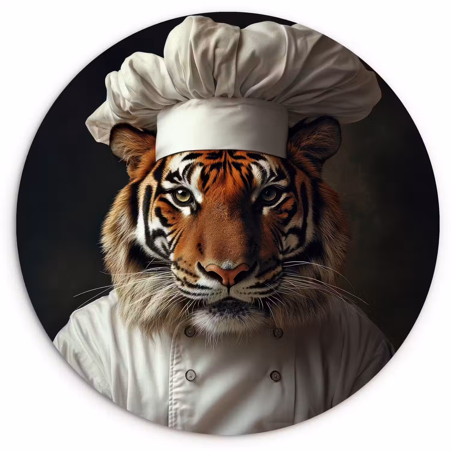 Tijger - Kokskleding - Bruin Wandcirkel kunststof plaat 5mm dik klein -3d