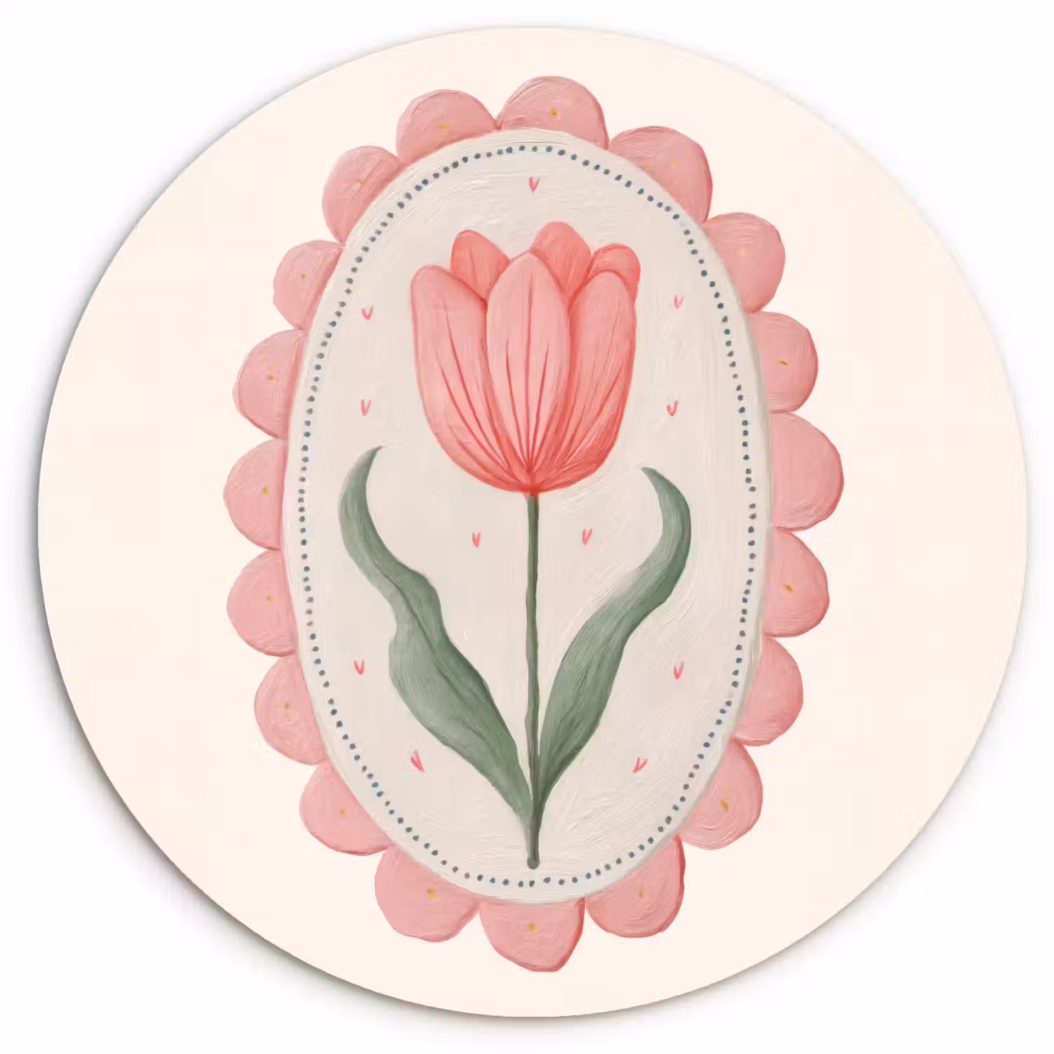 Tulp - Lijst - Ovaal - Illustratie Wandcirkel kunststof plaat 5mm dik klein -3d