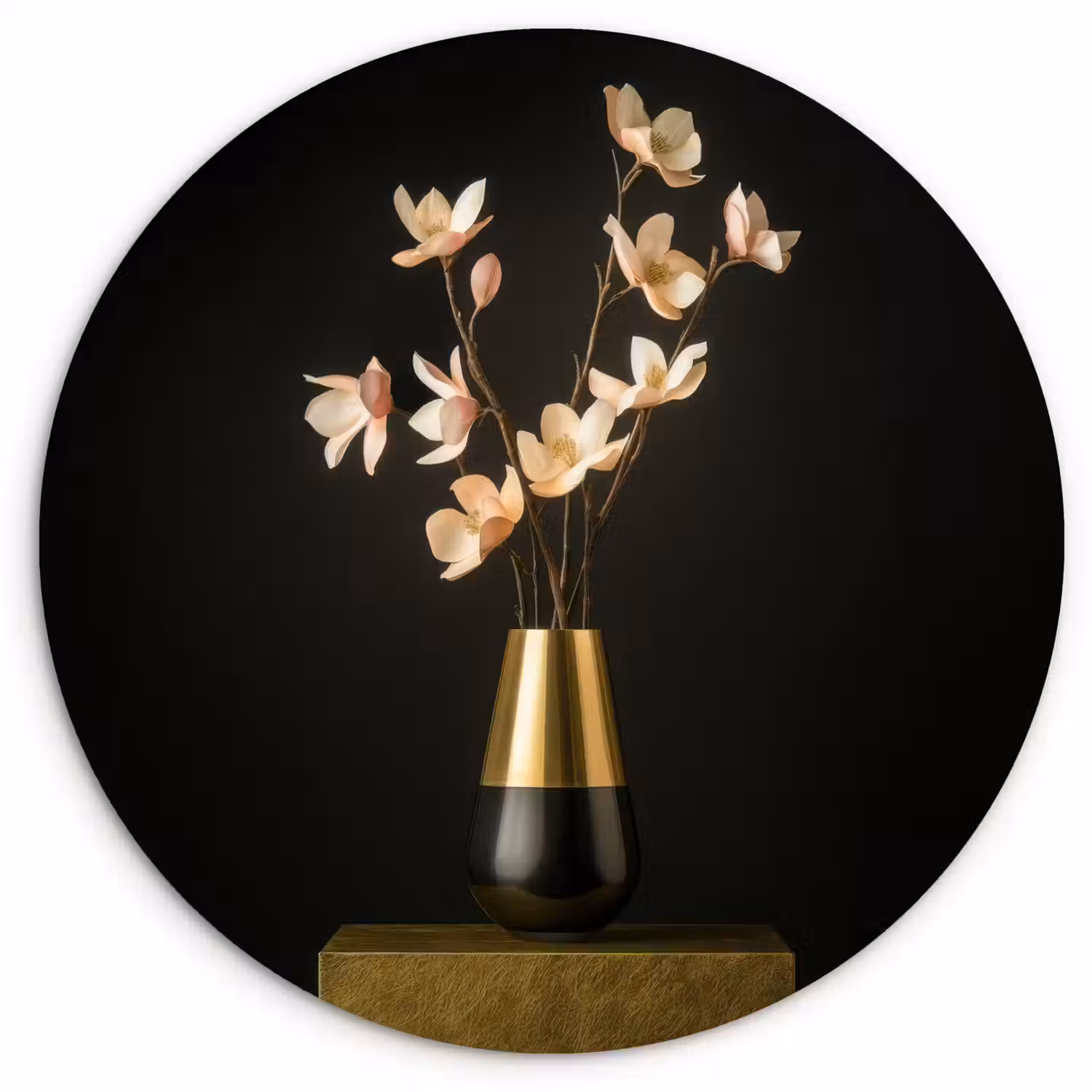 Sierlijk - Boeket - Goud - Vaas Wandcirkel kunststof plaat 5mm dik klein -3d