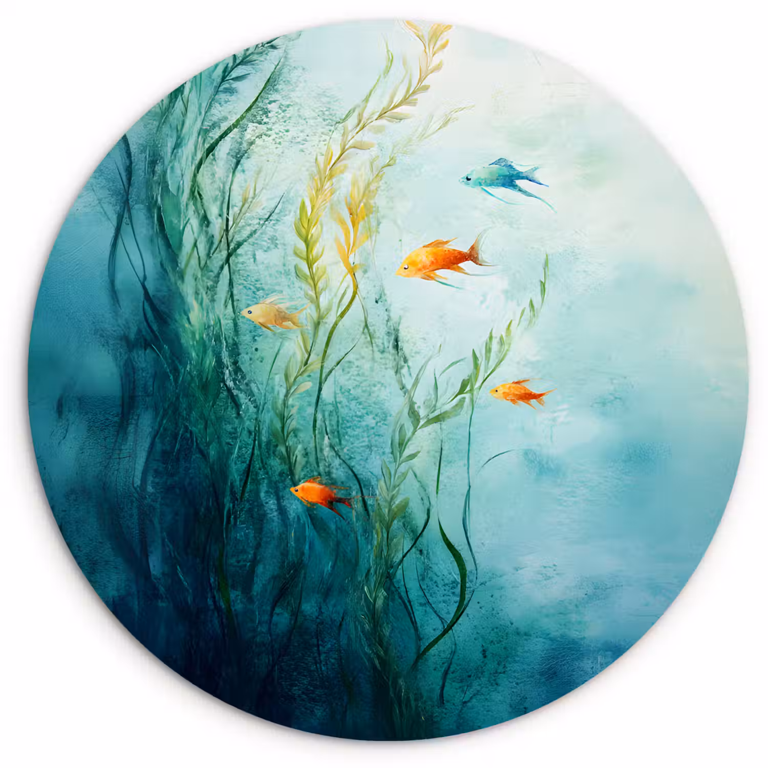 Waterplanten - Vissen - Kleurrijk - Water Wandcirkel kunststof plaat 5mm dik klein -3d