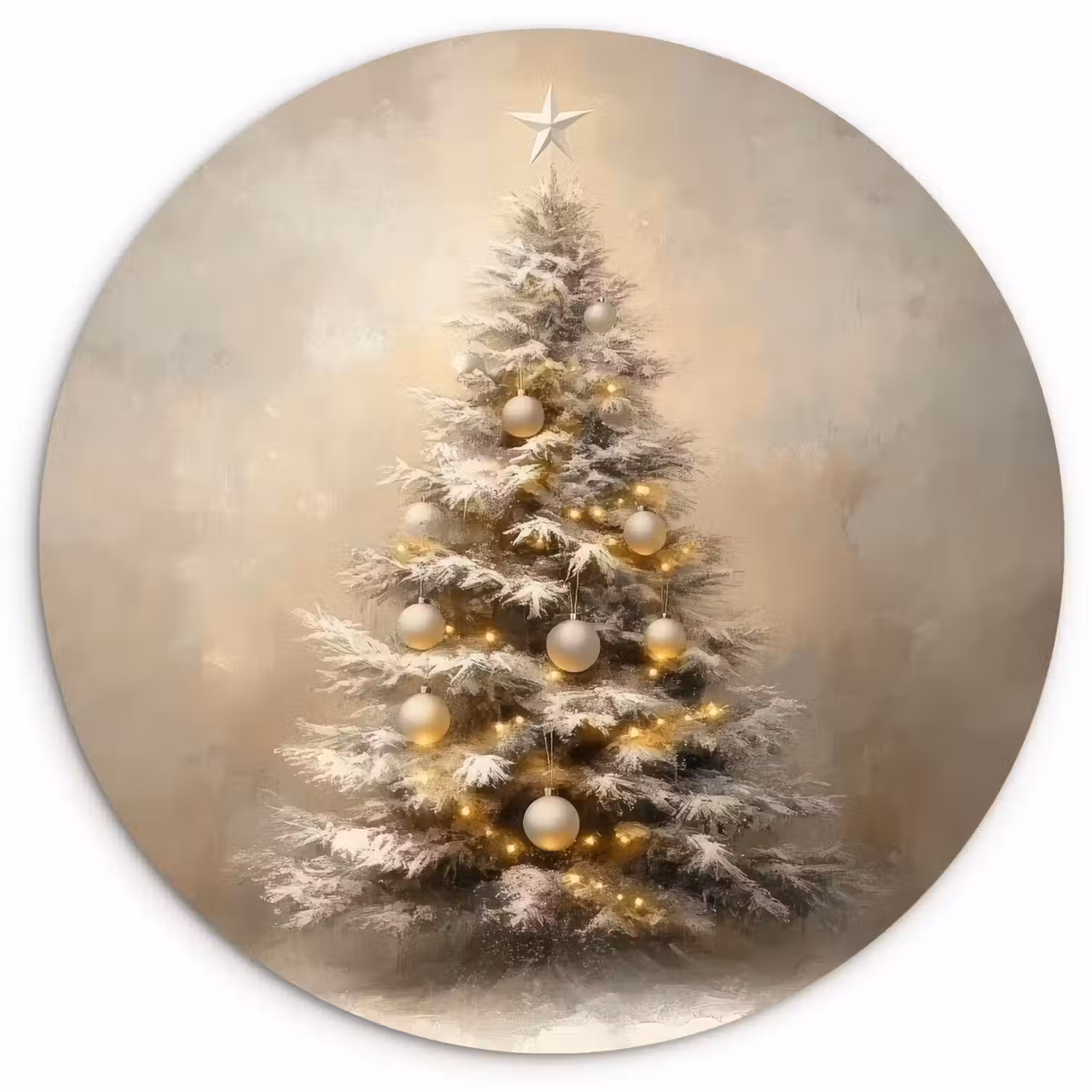 Kerst - kerstboom - Sneeuw - Art Wandcirkel kunststof plaat 5mm dik klein -3d