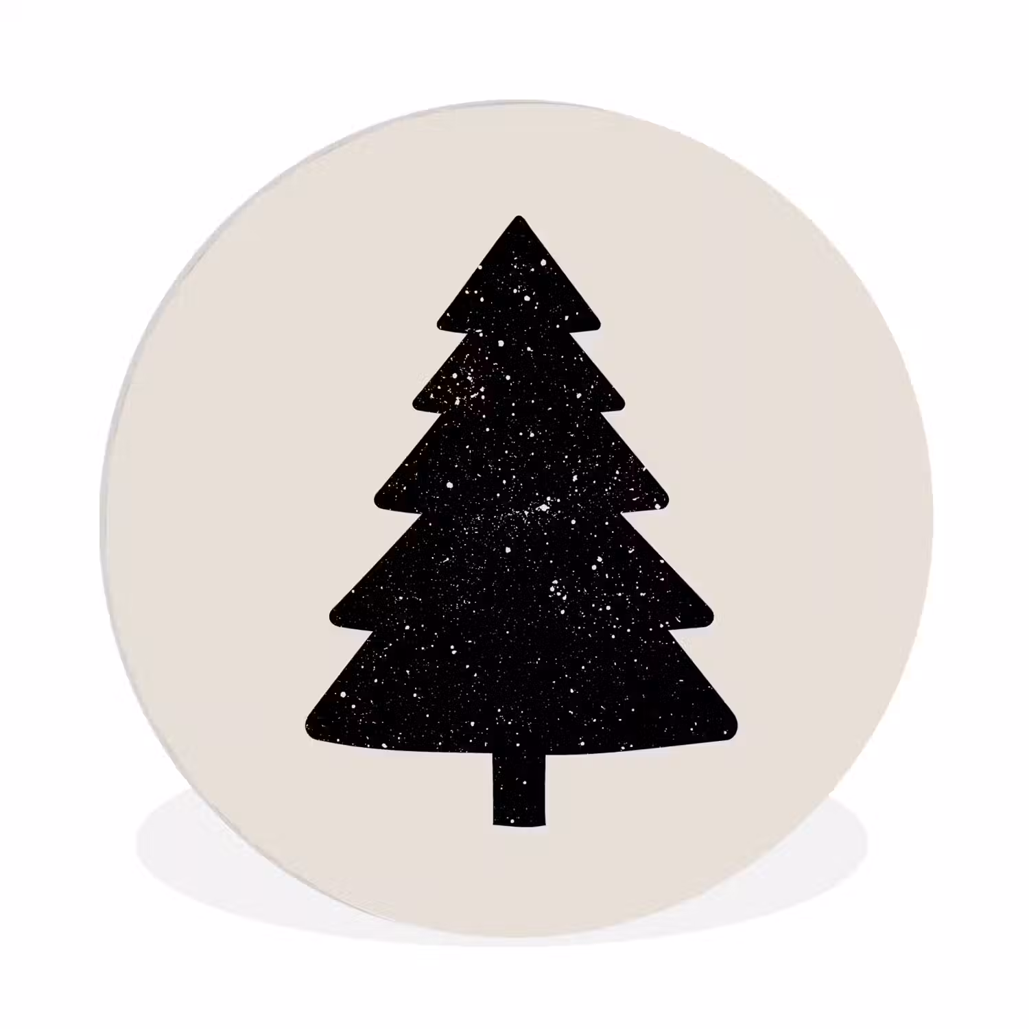 Kerstboom - Zwart - Feestdagen - Beige Wandcirkel kunststof plaat 5mm dik klein -3d