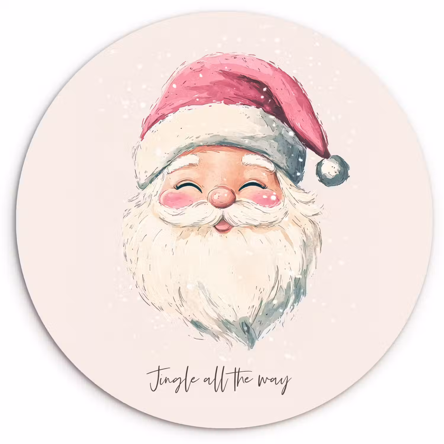 Kerstman - Kerst - Quote - Beige Wandcirkel kunststof plaat 5mm dik klein -3d