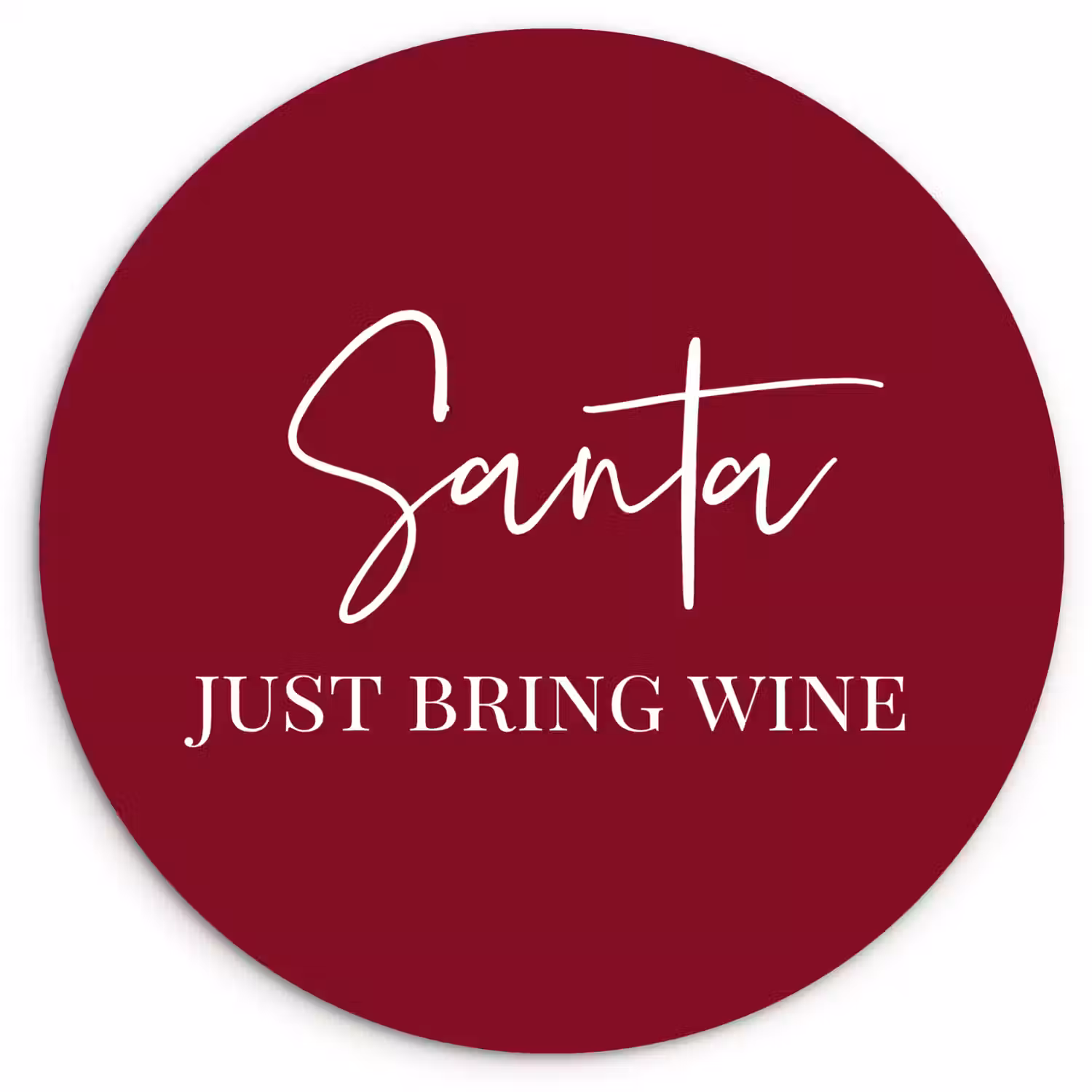 Santa - Wine - Rood - Kerst - Kerstman Wandcirkel kunststof plaat 5mm dik klein -3d