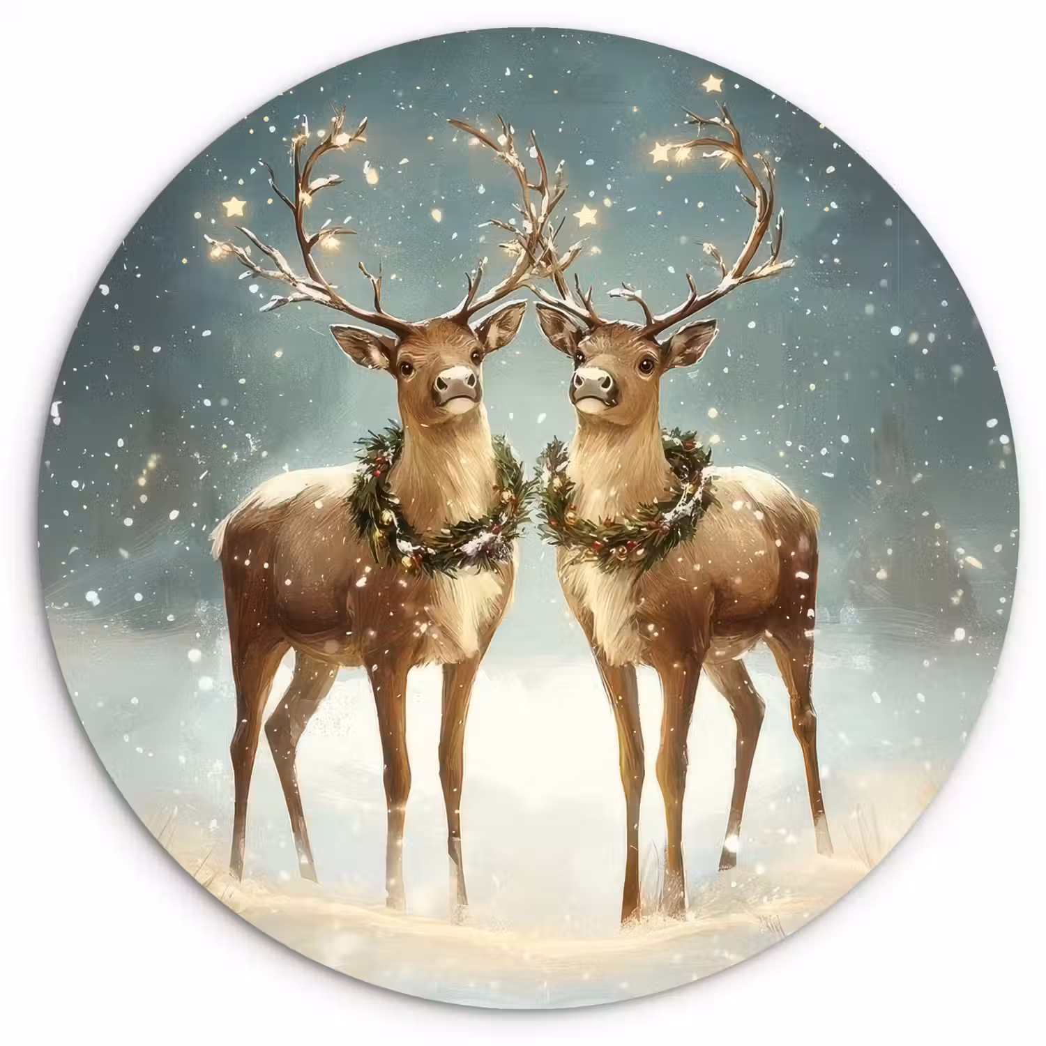Kerstmagie - Winterwoud - Rendier Wandcirkel kunststof plaat 5mm dik klein -3d