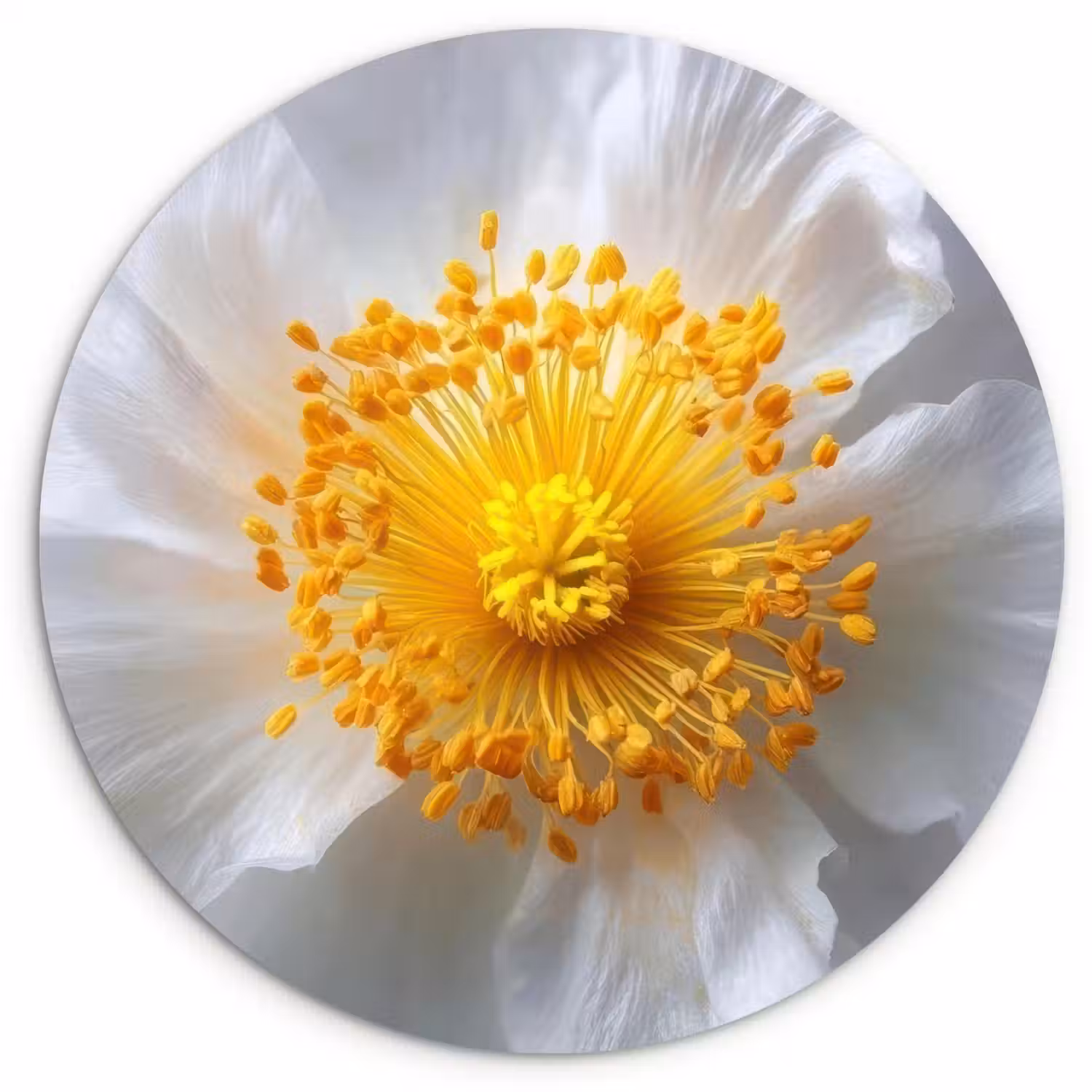 Wit - Bloem - Elegant Wandcirkel kunststof plaat 5mm dik klein -3d