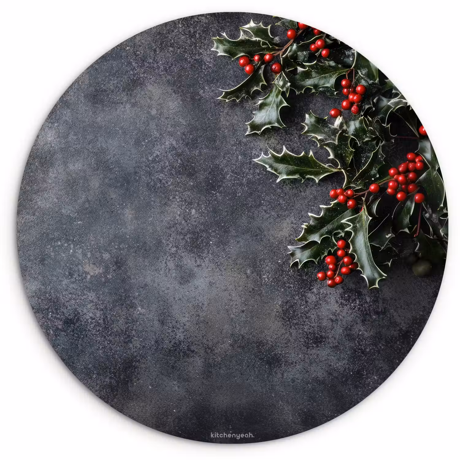 Winter - Hulst - Kerst - Beton Wandcirkel kunststof plaat 5mm dik klein -3d