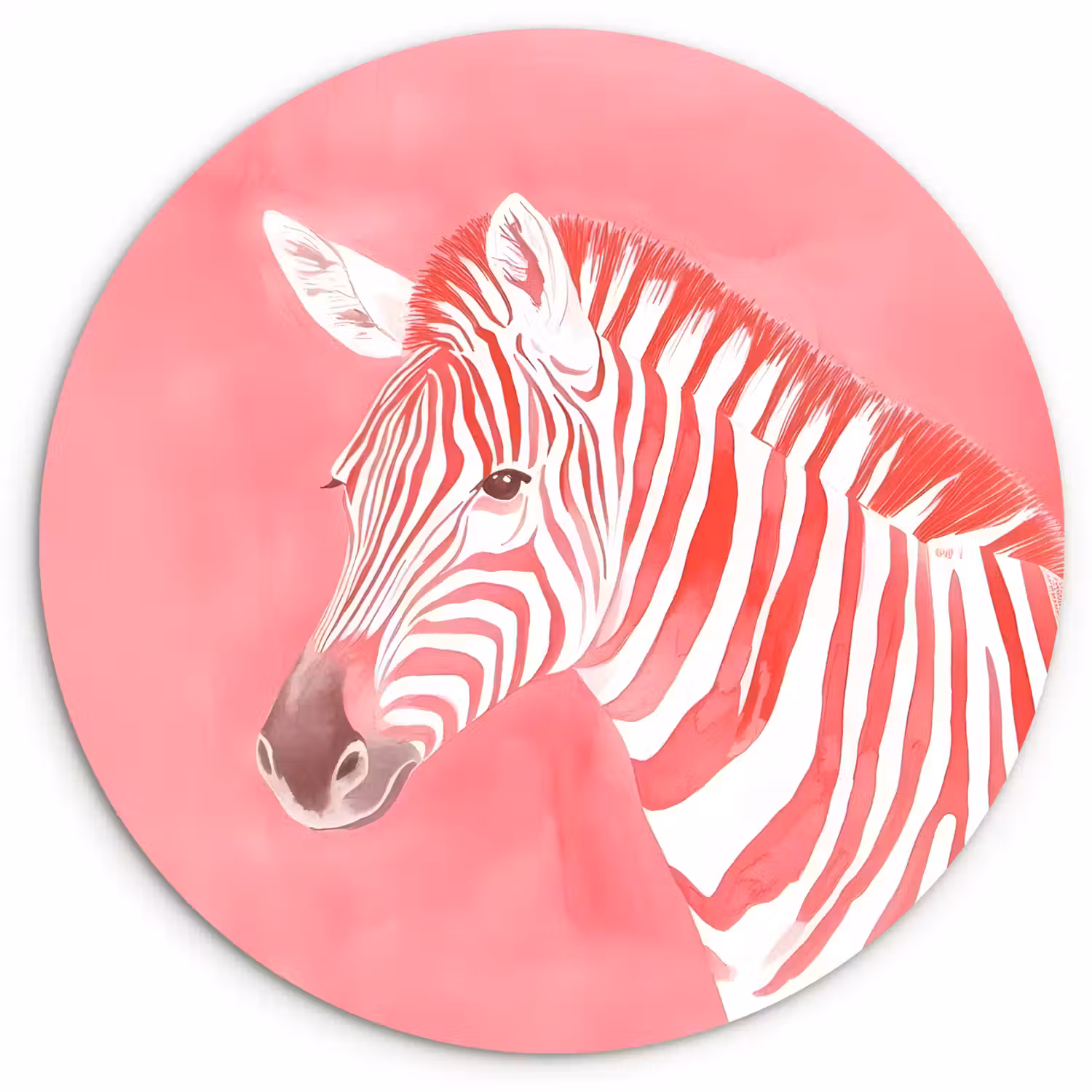 Zebra - Pink - Verf Wandcirkel kunststof plaat 5mm dik klein -3d
