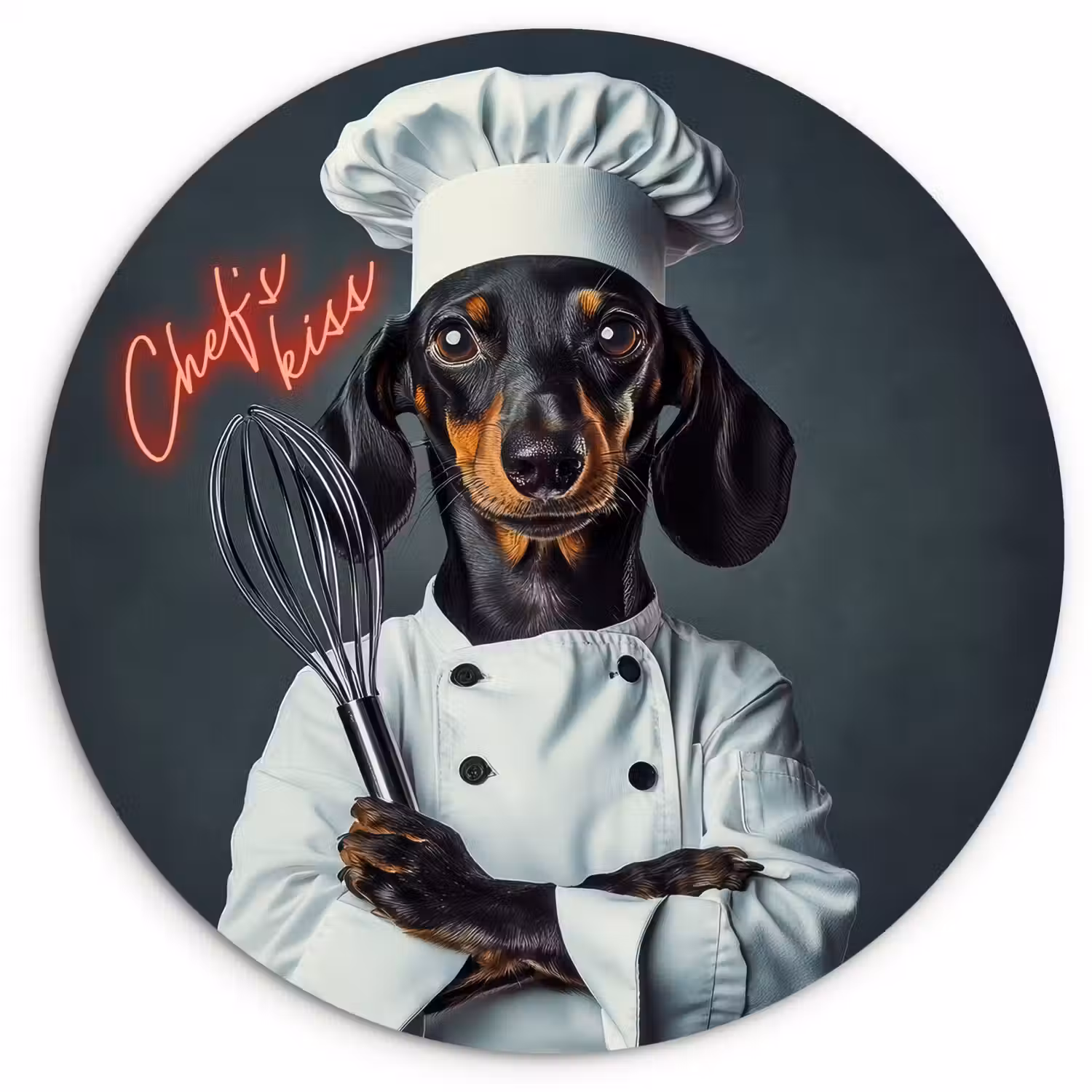 Quote - Neon - Hond - Kokskleding Wandcirkel kunststof plaat 5mm dik klein -3d