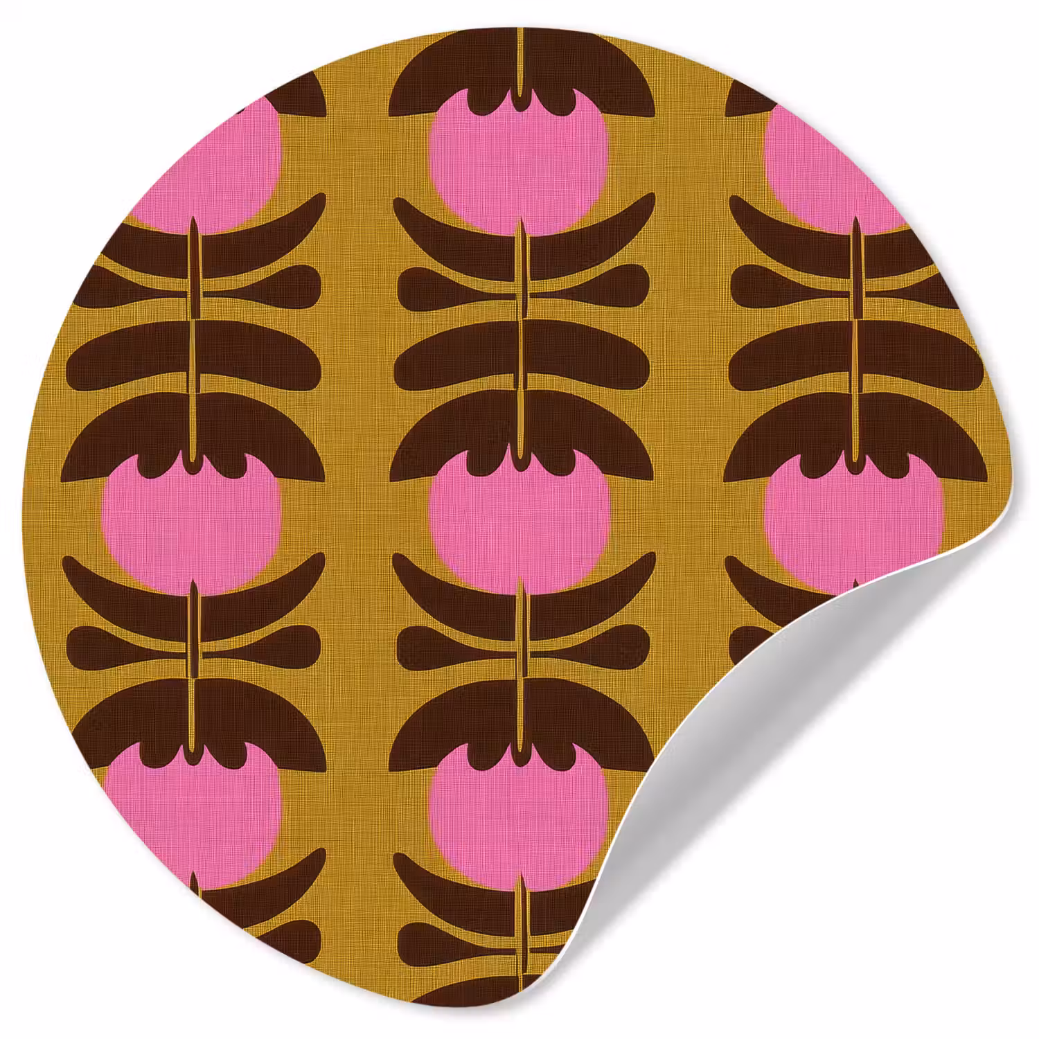 Abstract - Bloemen - Roze Wandcirkel behangsticker klein 186 -3d