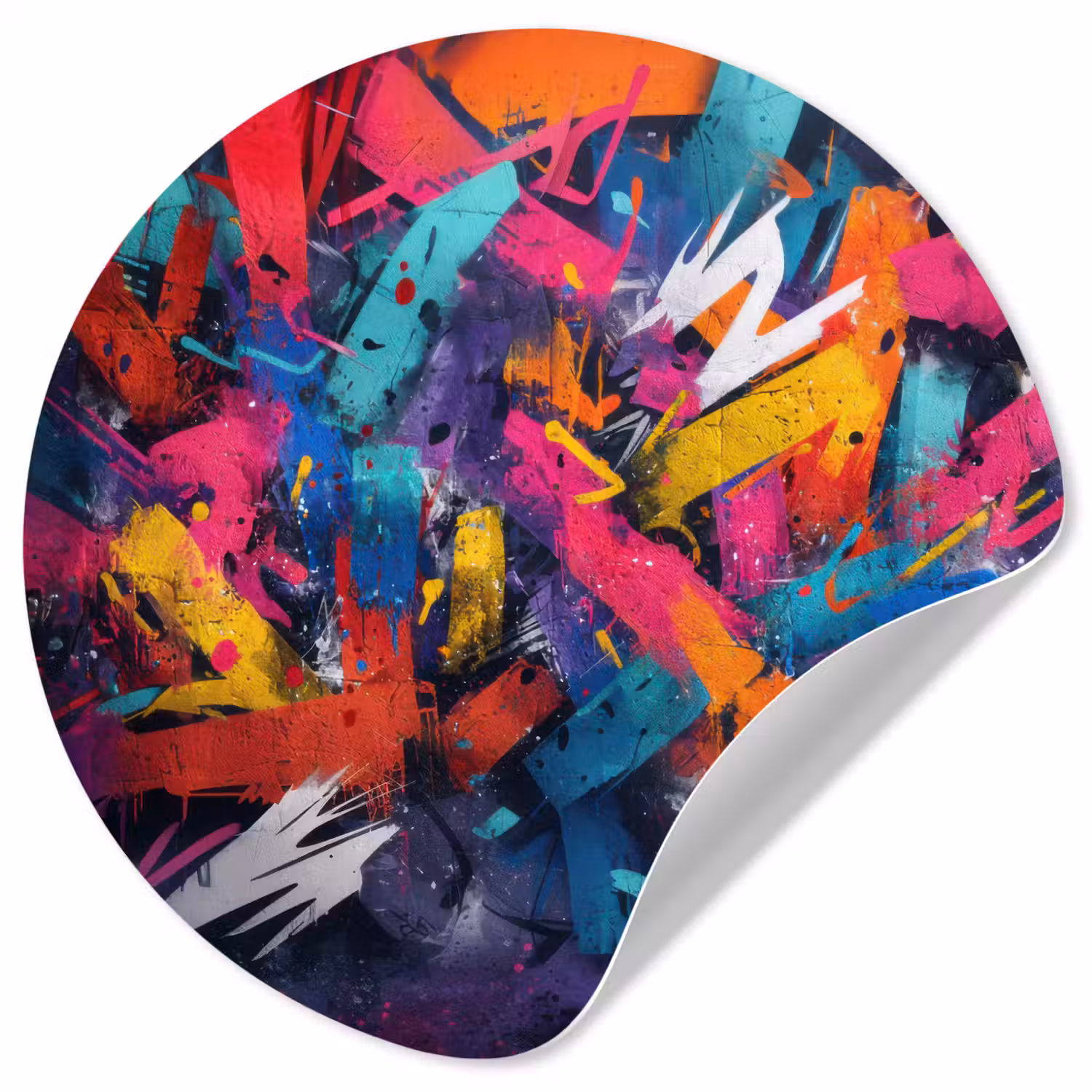 Abstract - Explosie - Neonkleuren Wandcirkel behangsticker klein -3d