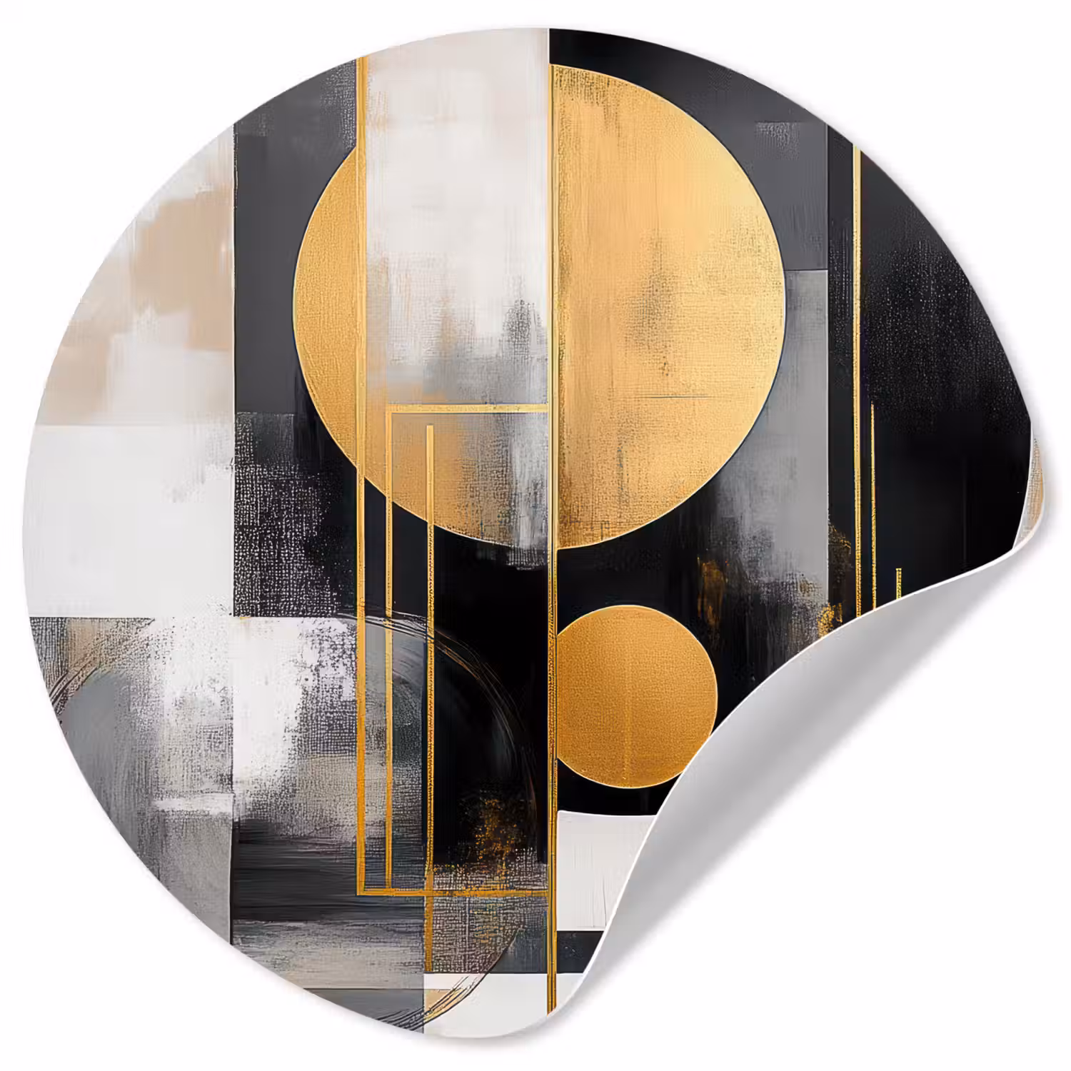 Abstract - Goud - Zilver - Vormen - Aesthetic - Modern Wandcirkel behangsticker klein -3d