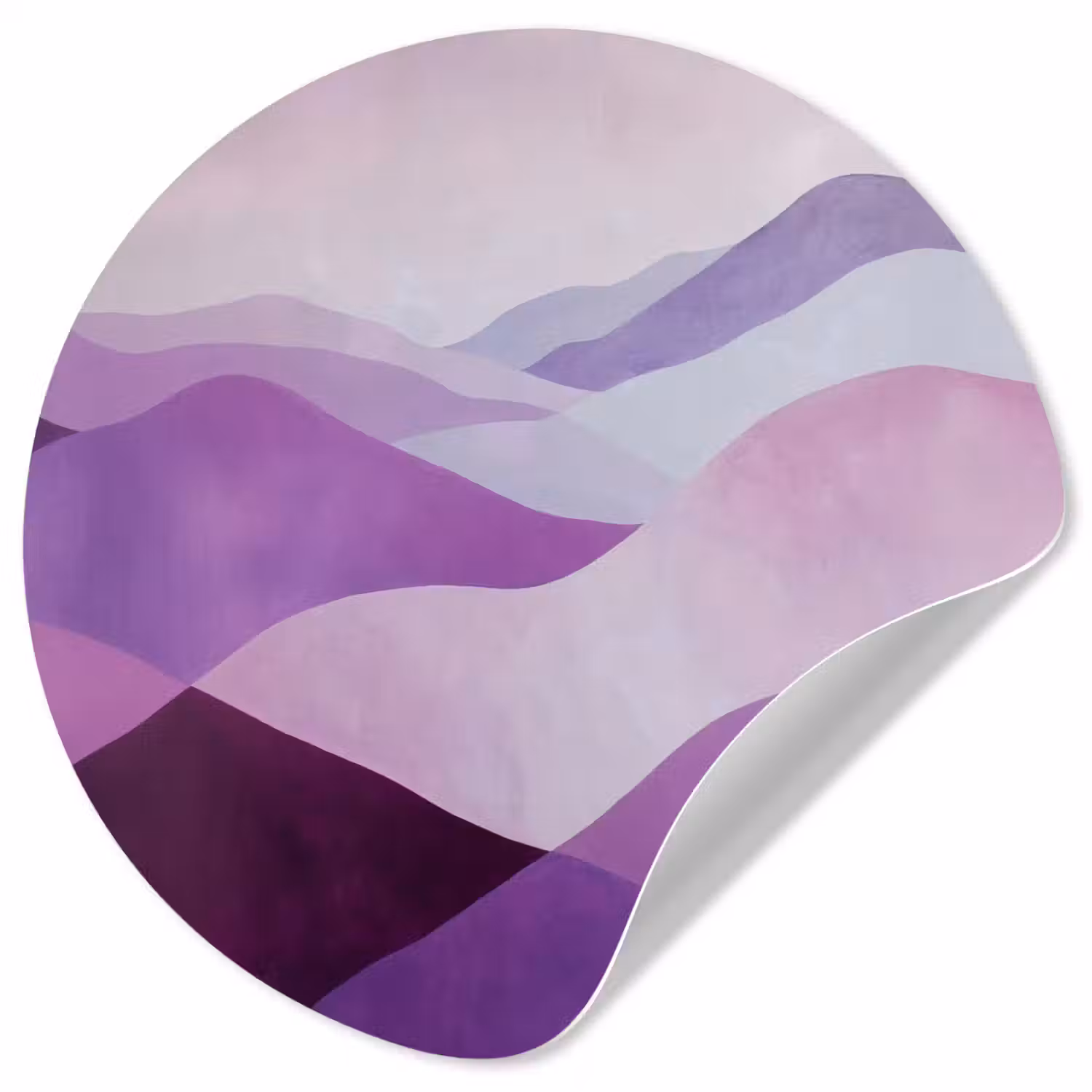 Abstract - Heuvels - Landschap - Paars Wandcirkel behangsticker klein -3d